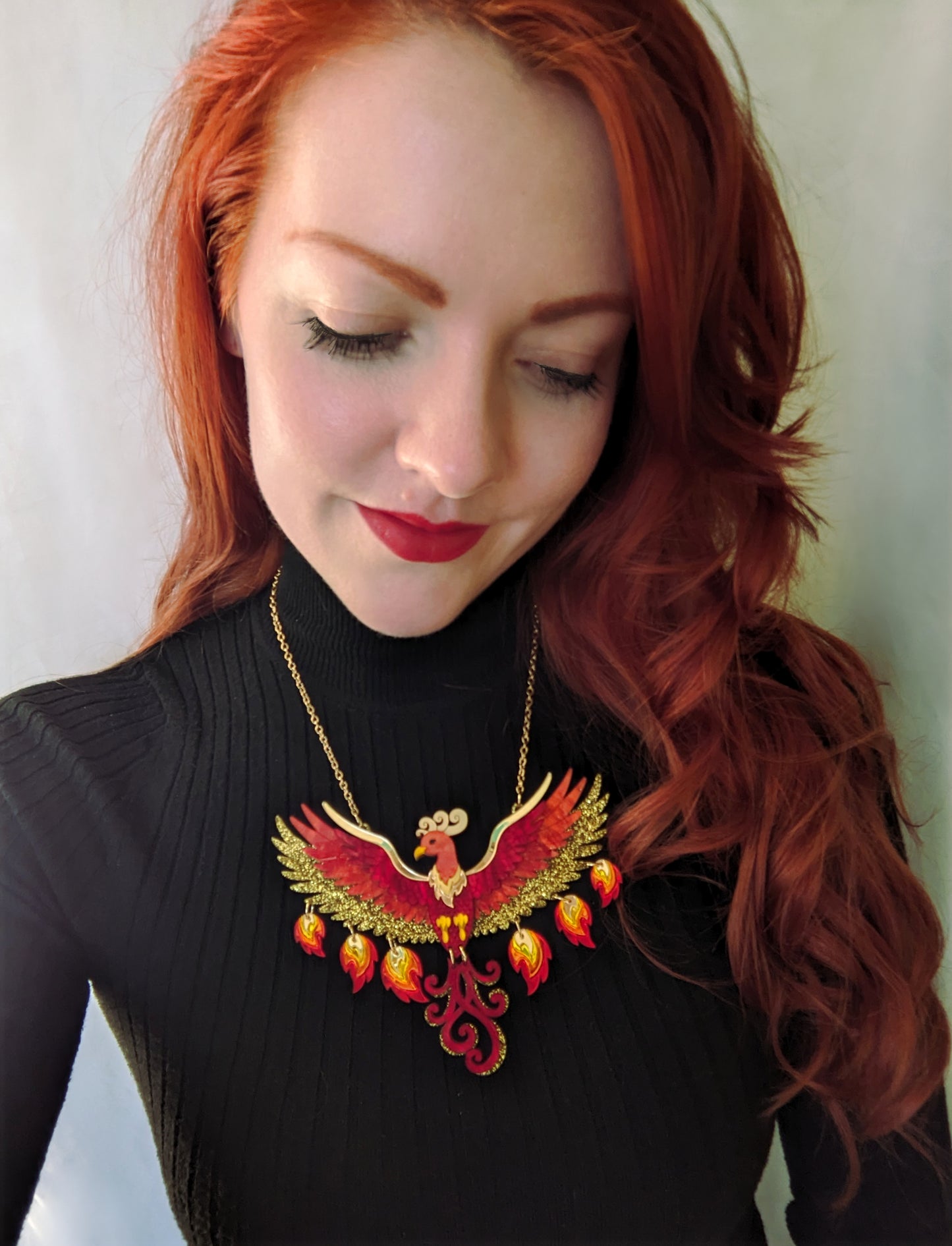 PRE ORDER Small Rise Of The Phoenix Necklace (regular jump rings, 2 tail colours)