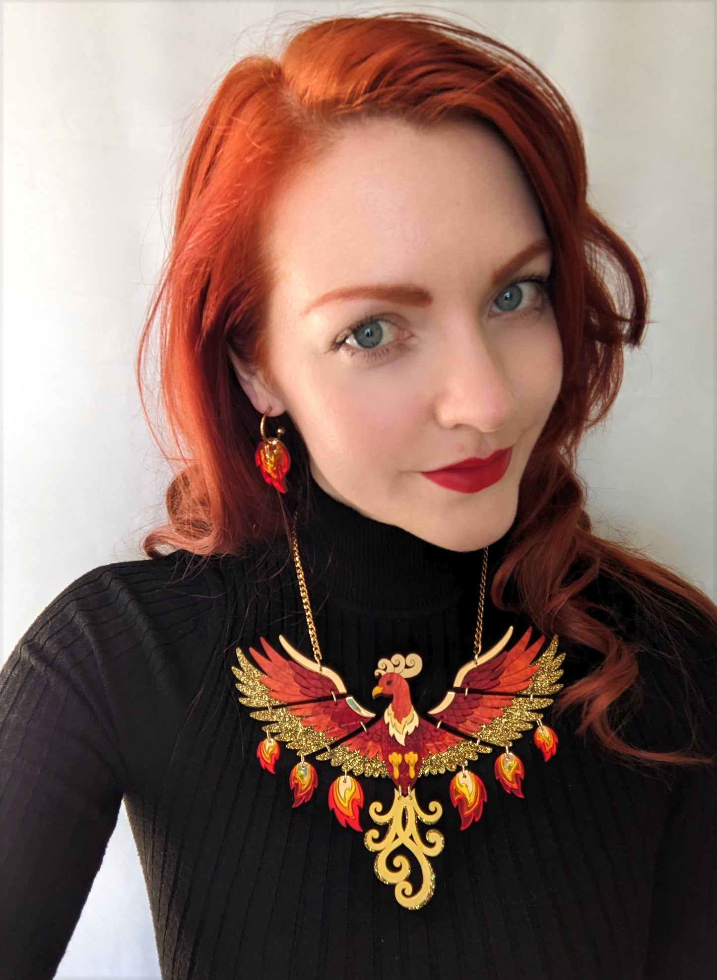 PRE ORDER Statement Rise Of The Phoenix Necklace (regular jump rings, 3 tail colours)