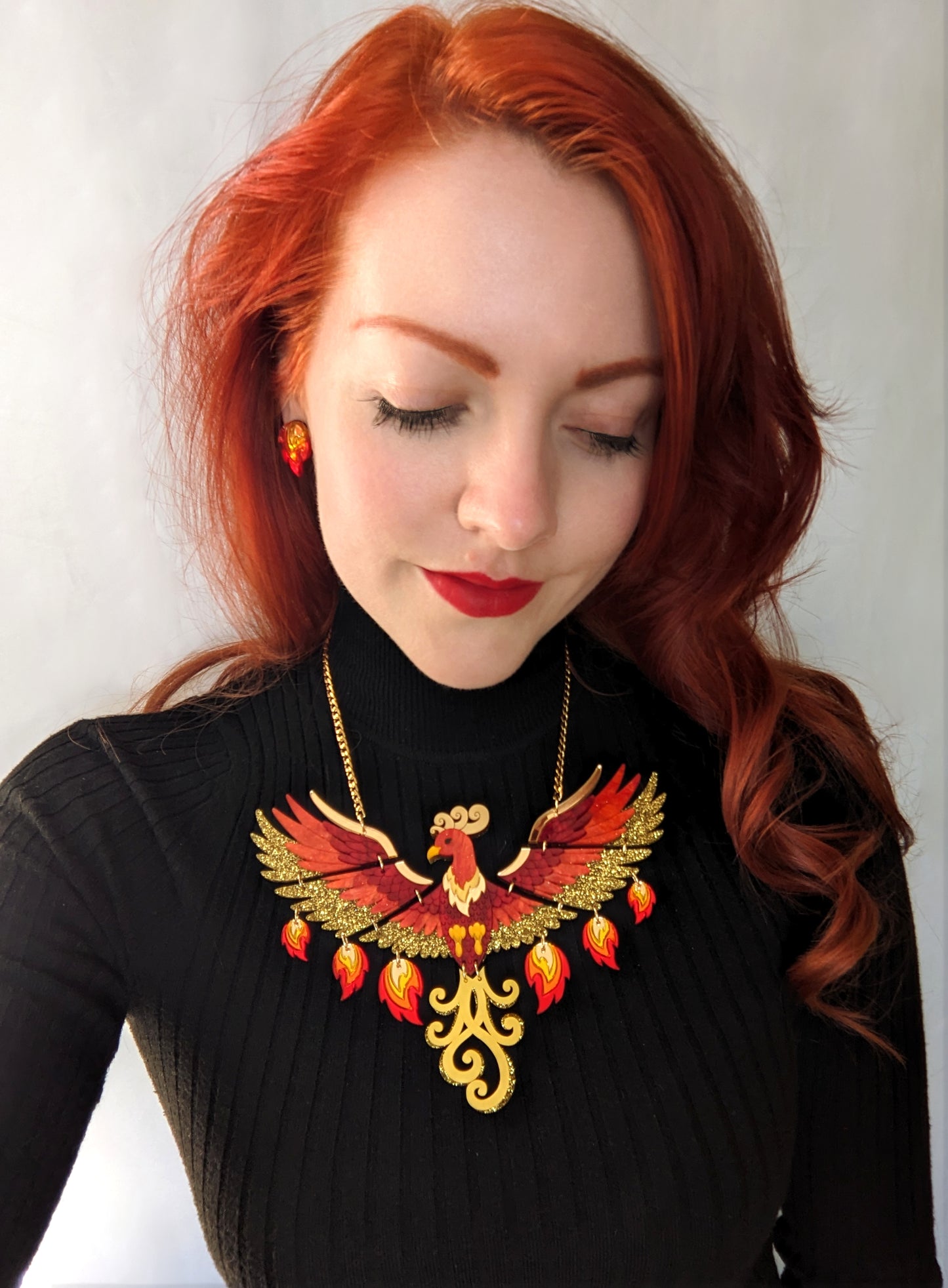 PRE ORDER Statement Rise Of The Phoenix Necklace (regular jump rings, 3 tail colours)