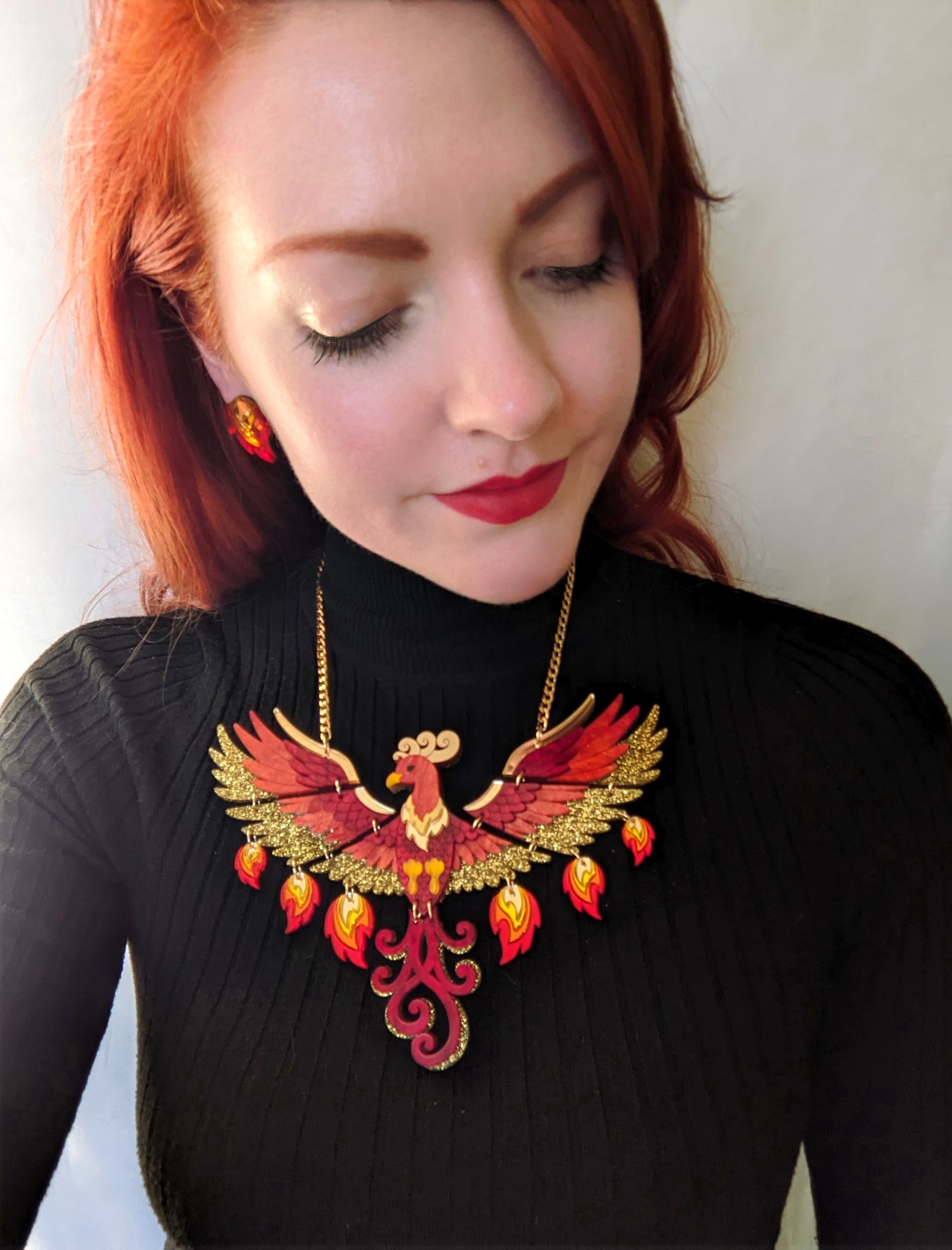 PRE ORDER Statement Rise Of The Phoenix Necklace (regular jump rings, 3 tail colours)