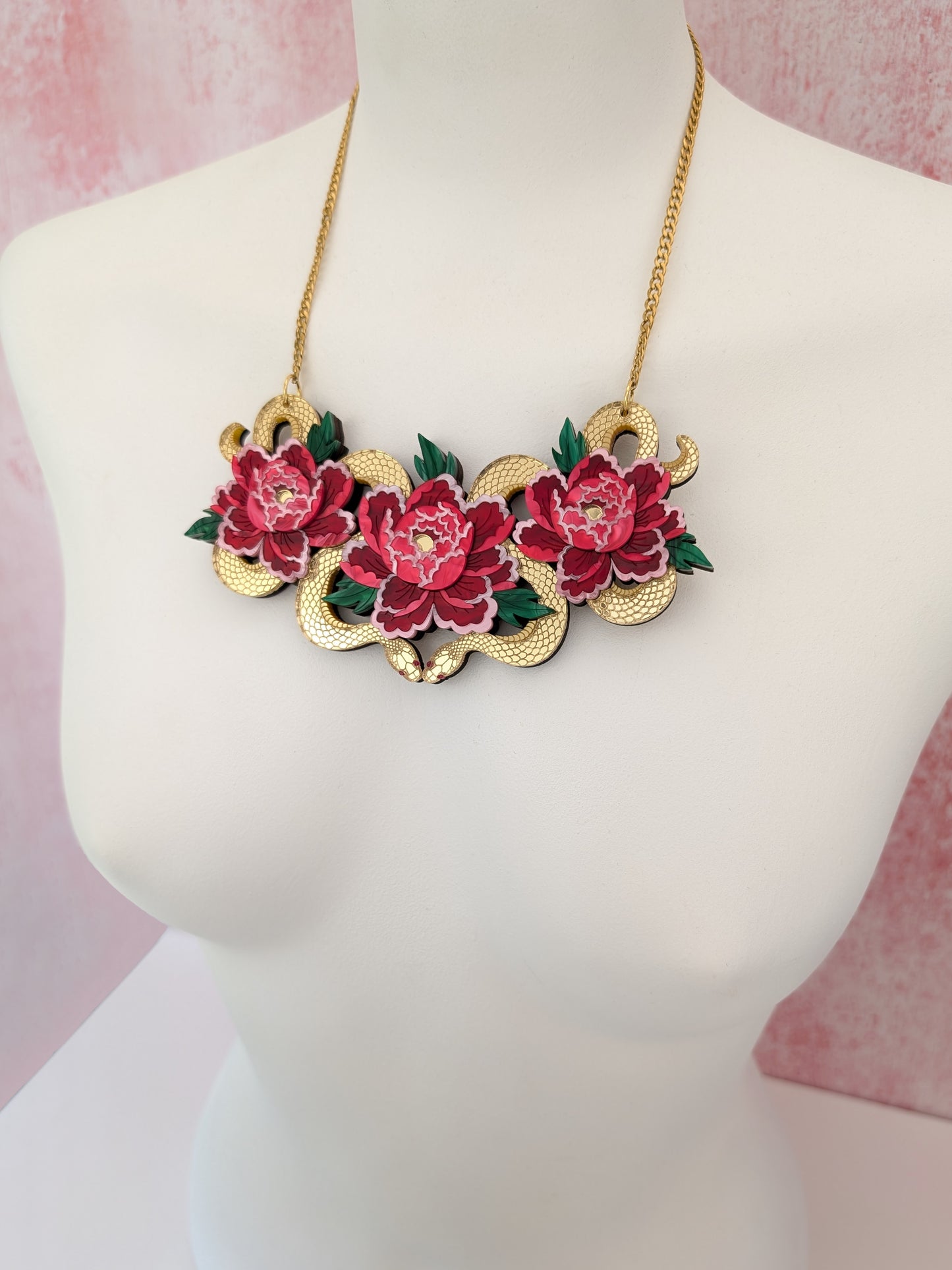 PRE ORDER Snakes & Florals Bib Necklace GOLD