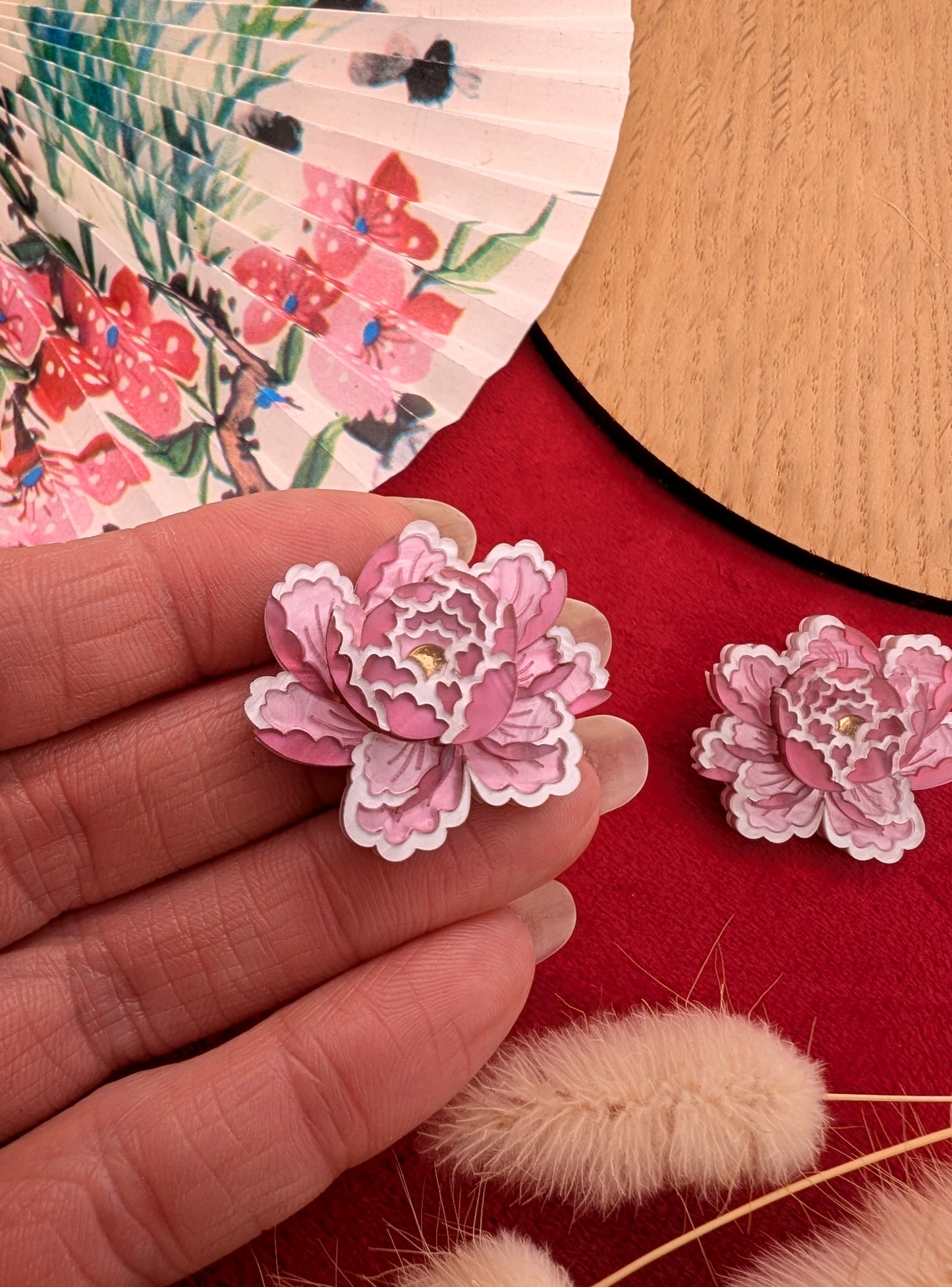PRE ORDER Peony Inspired Stud Earrings PALE PINK