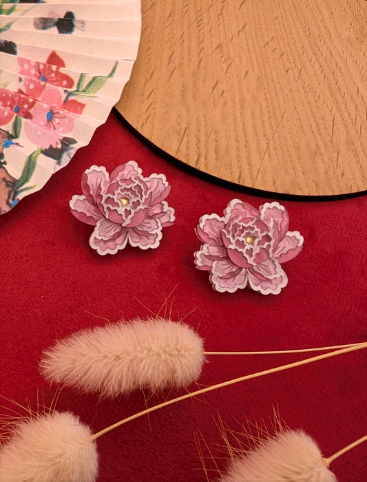 PRE ORDER Peony Inspired Stud Earrings PALE PINK