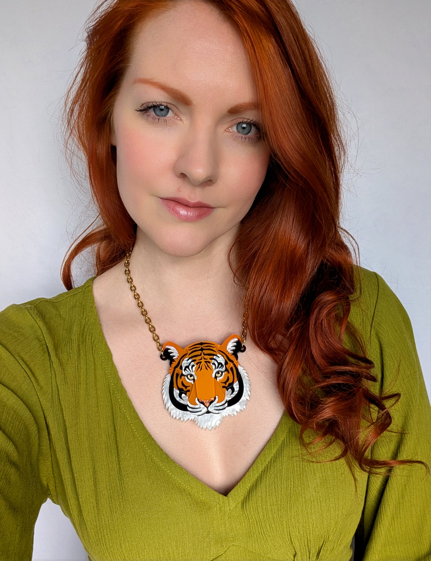 PRE ORDER Statement Tiger Head Necklace 2026 (Metallic Orange)