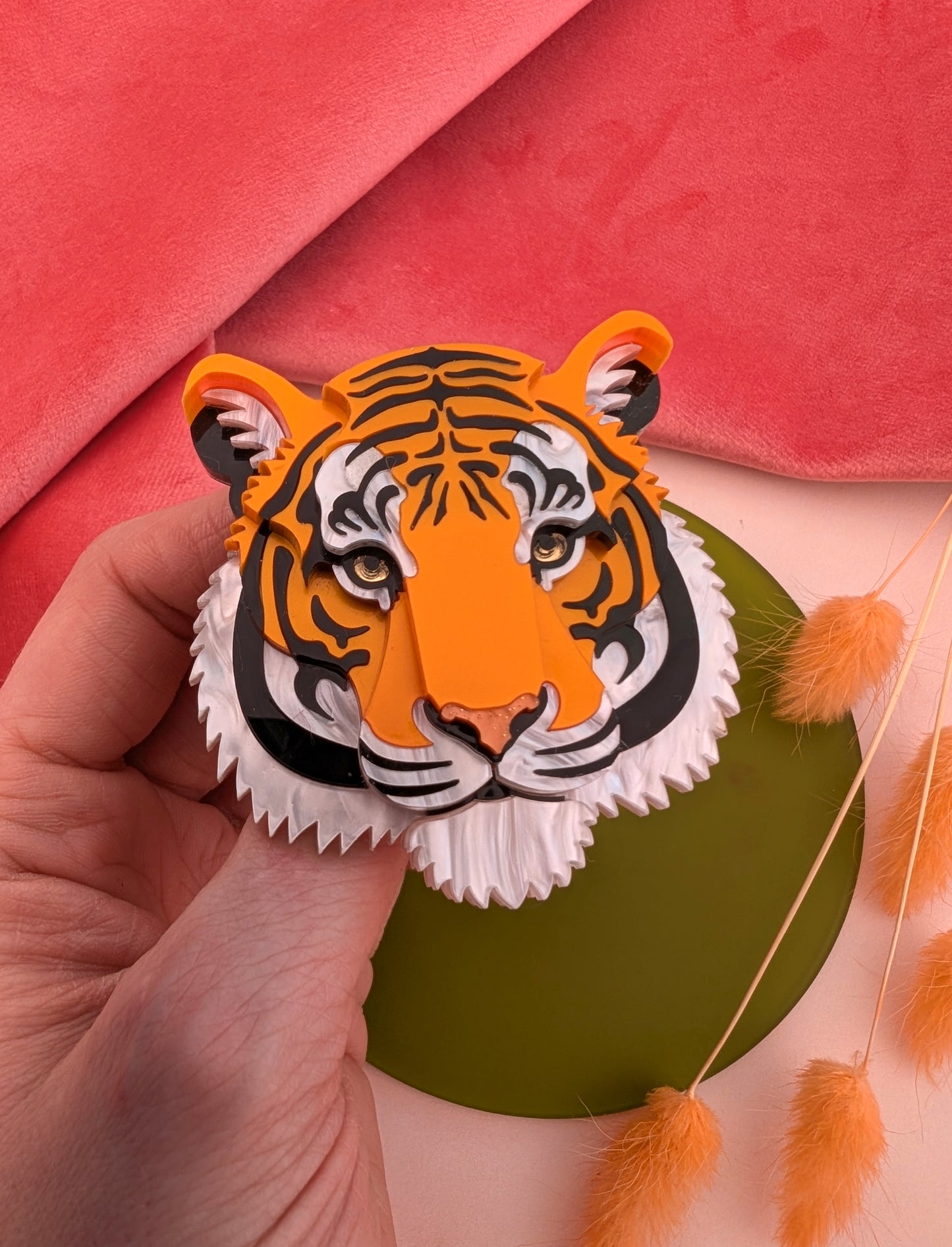 PRE ORDER Small Tiger Head Brooch 2026 (Metallic Orange)