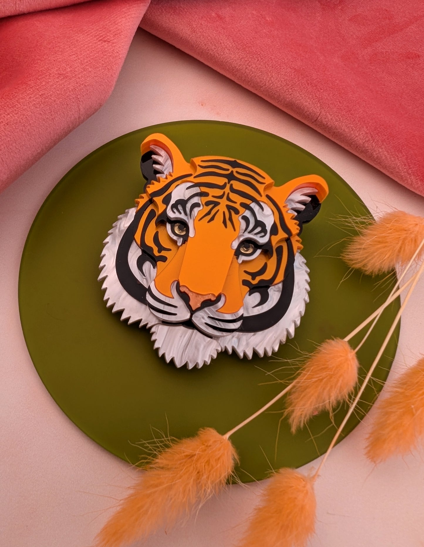 PRE ORDER Small Tiger Head Brooch 2026 (Metallic Orange)