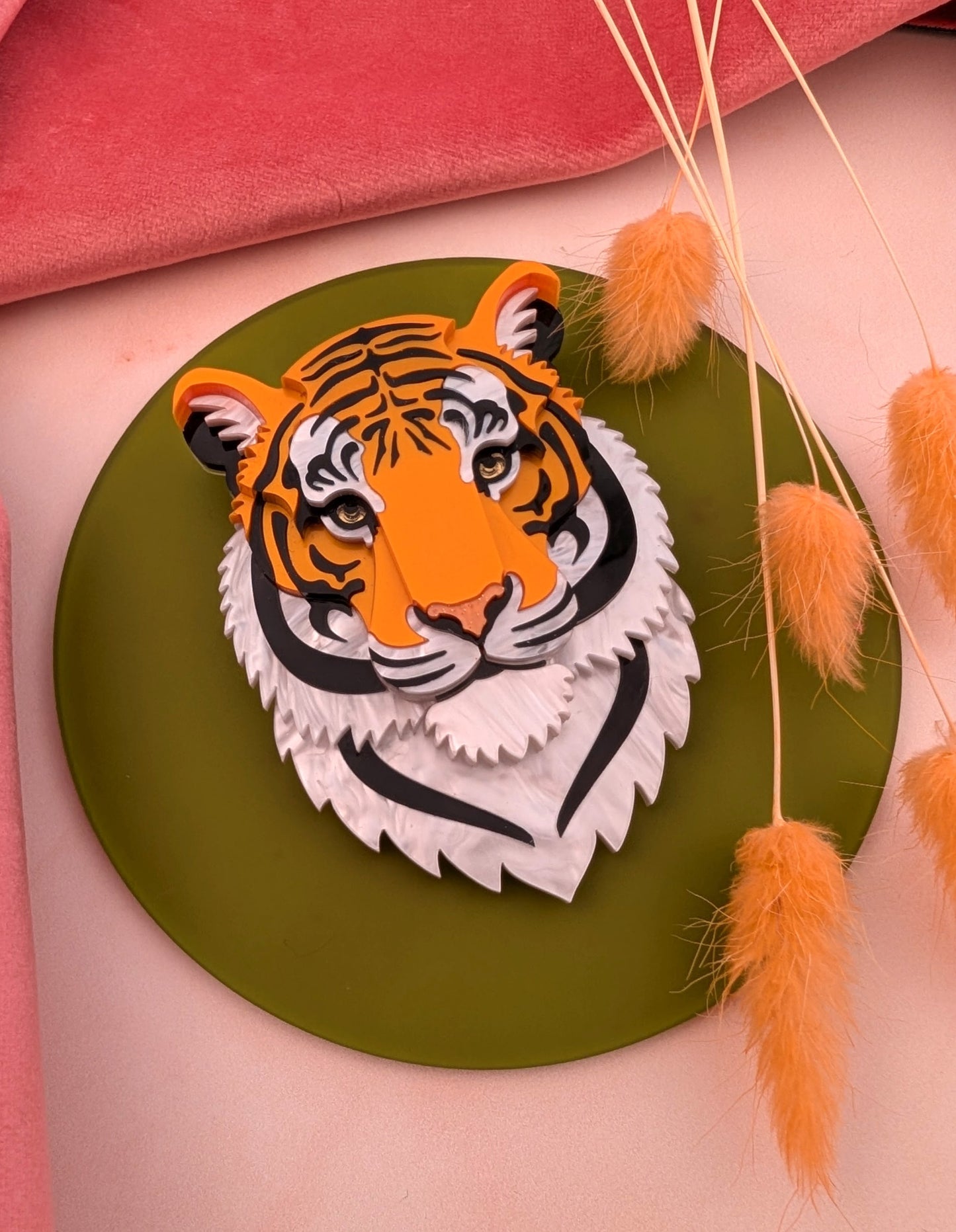 PRE ORDER Statement Tiger Brooch 2026 (Metallic Orange)