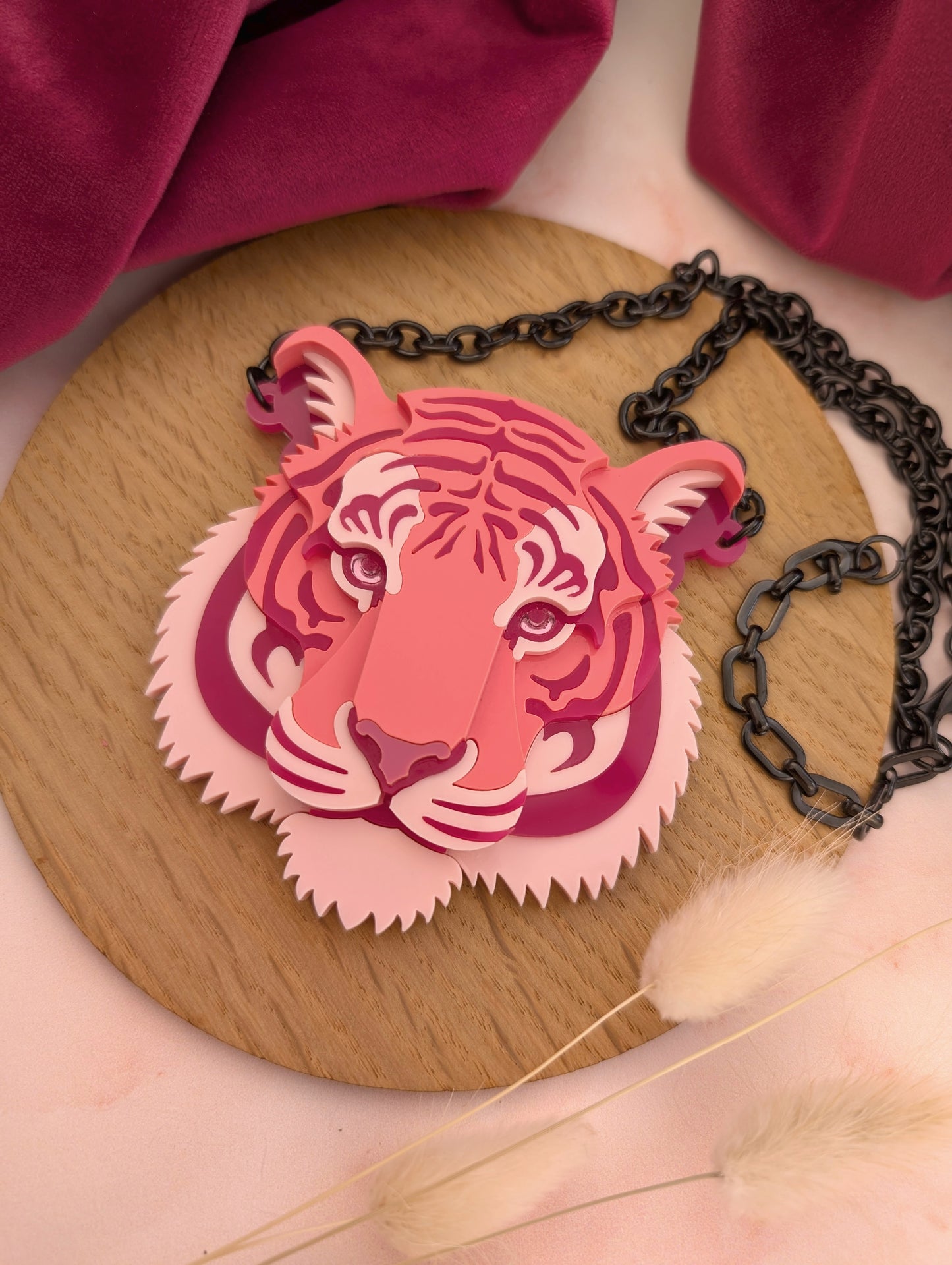 PRE ORDER Statement Tiger Head Necklace 2026 (Pink)