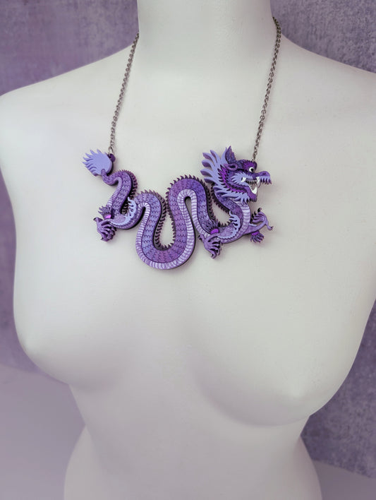 PRE ORDER Small Chinese Dragon Necklace PURPLE