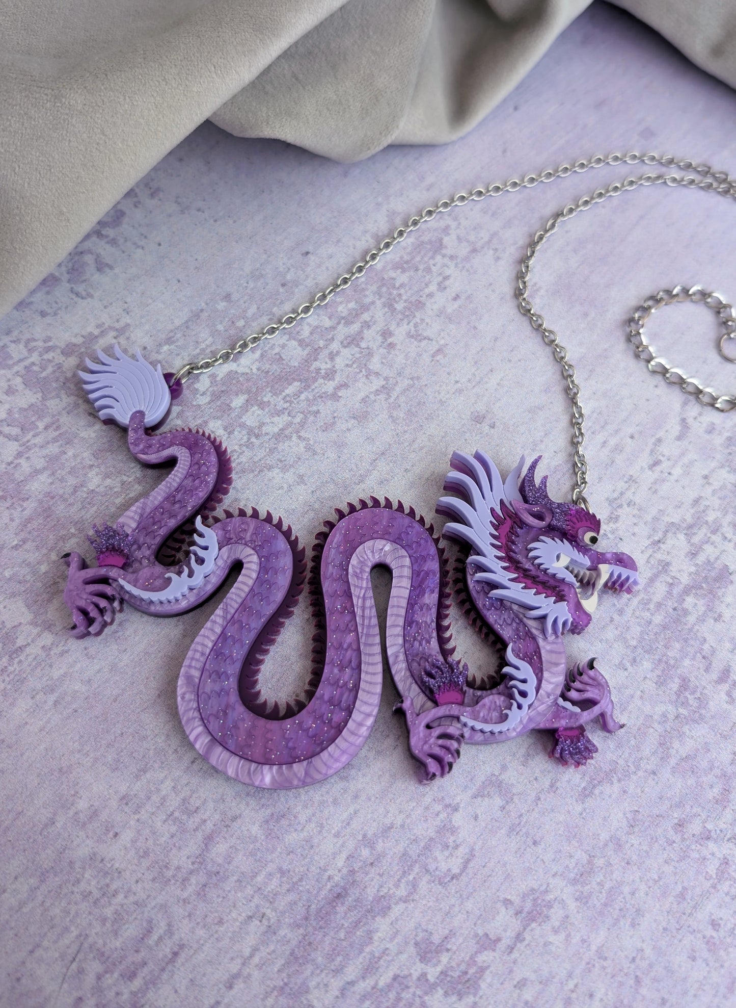 PRE ORDER Small Chinese Dragon Necklace PURPLE