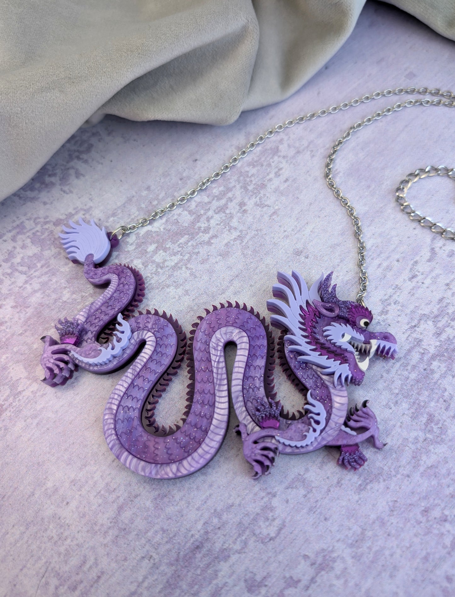 PRE ORDER Small Chinese Dragon Necklace PURPLE