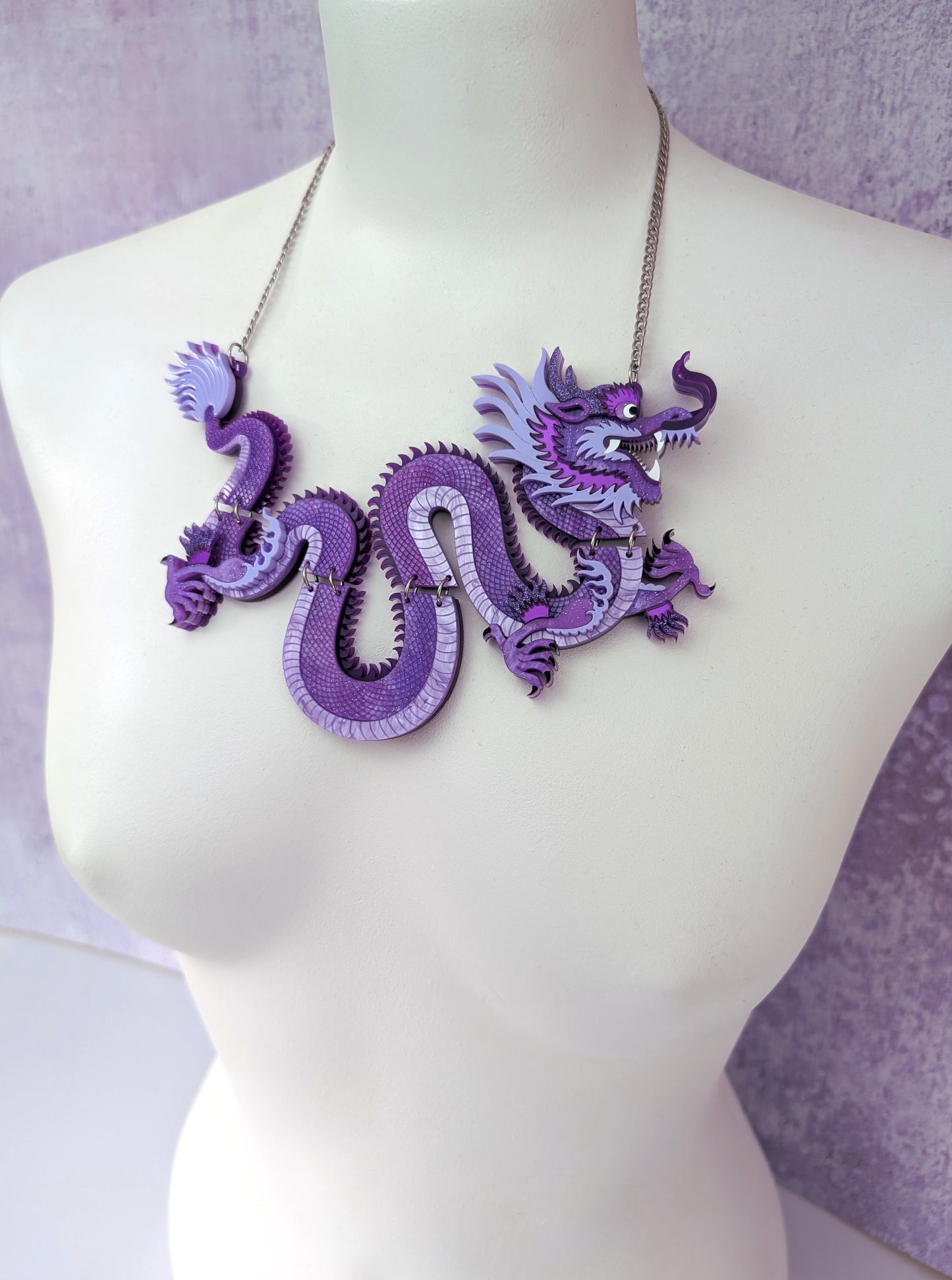PRE ORDER Statement Chinese Dragon Necklace Without Clouds PURPLE