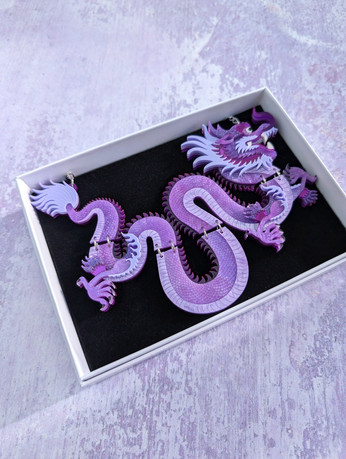 PRE ORDER Statement Chinese Dragon Necklace Without Clouds PURPLE