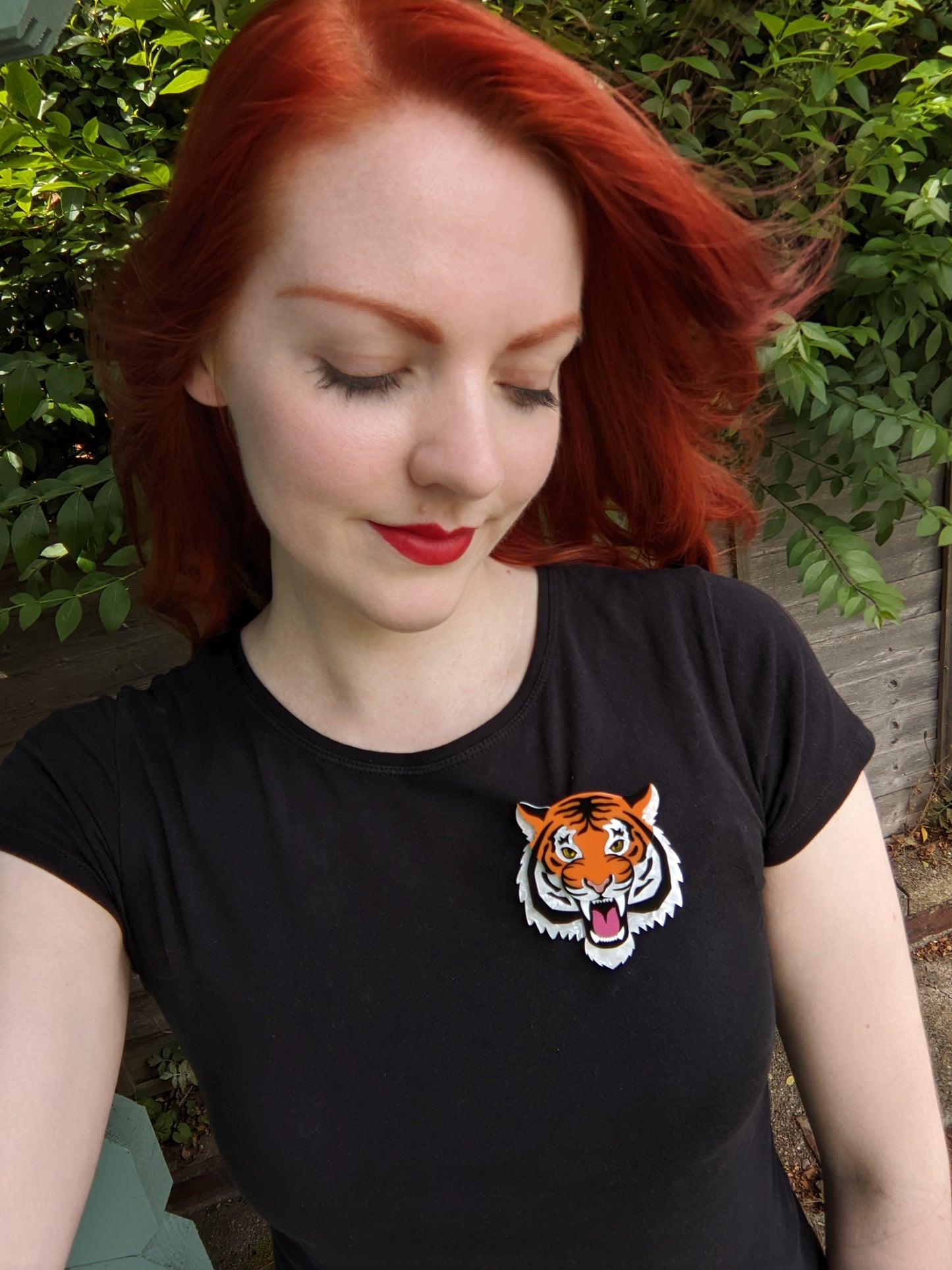 PRE ORDER Fierce Tiger Brooch (choose orange or the new white pearl marble version).