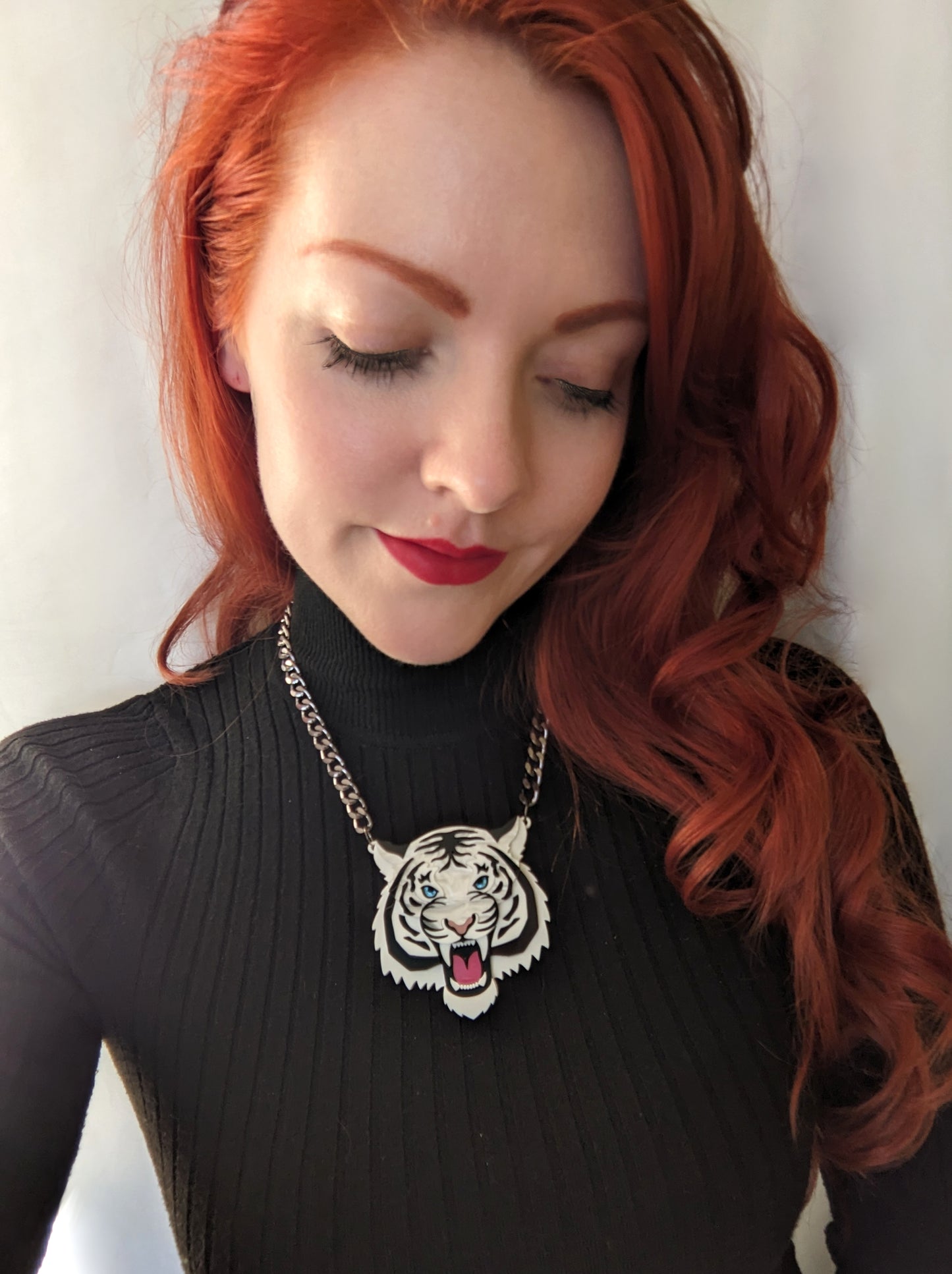 PRE ORDER Statement Fierce White Tiger Necklace