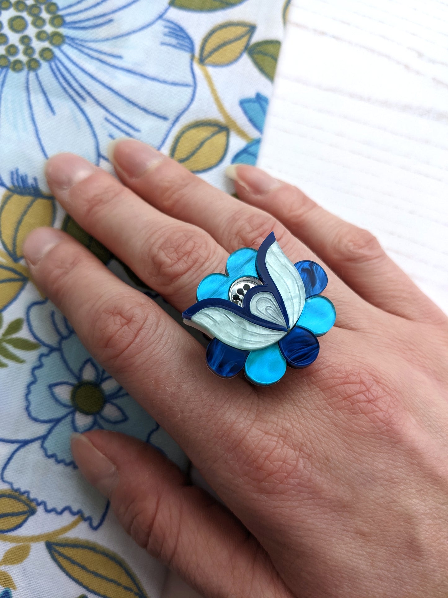 PRE ORDER Folk Floral Ring - Blue