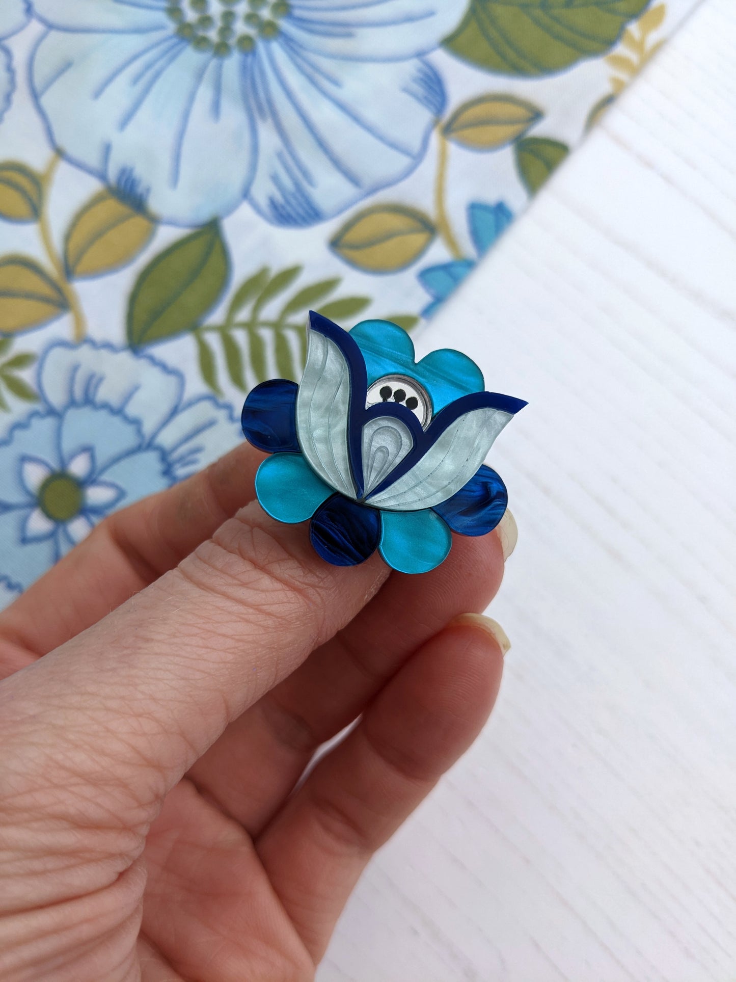 PRE ORDER Folk Floral Ring - Blue