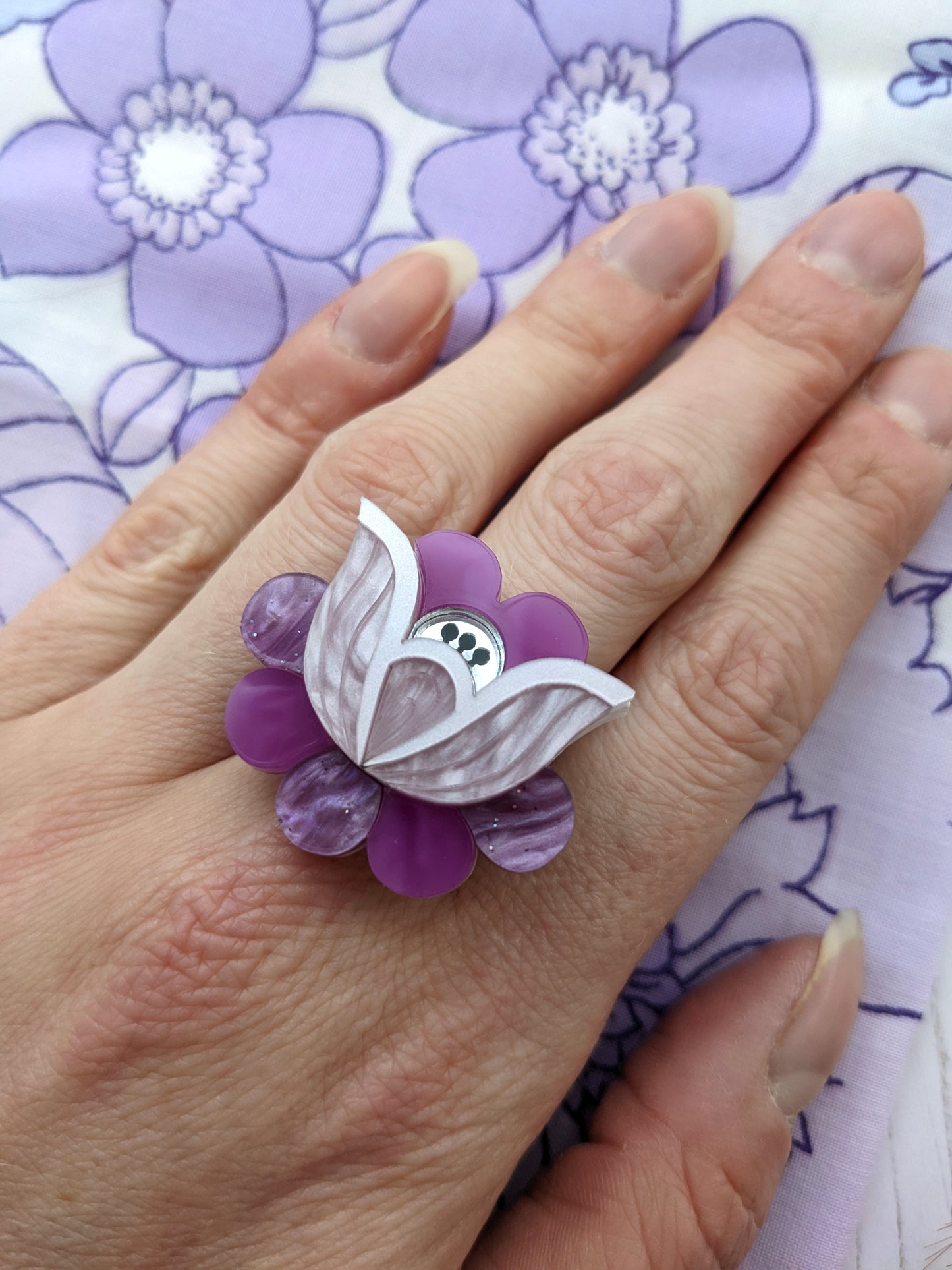 PRE ORDER Folk Floral Ring - Purple