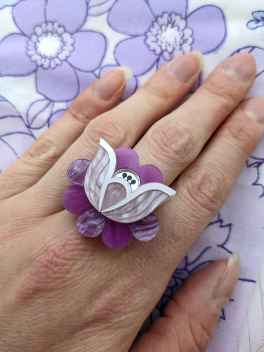 PRE ORDER Folk Floral Ring - Purple