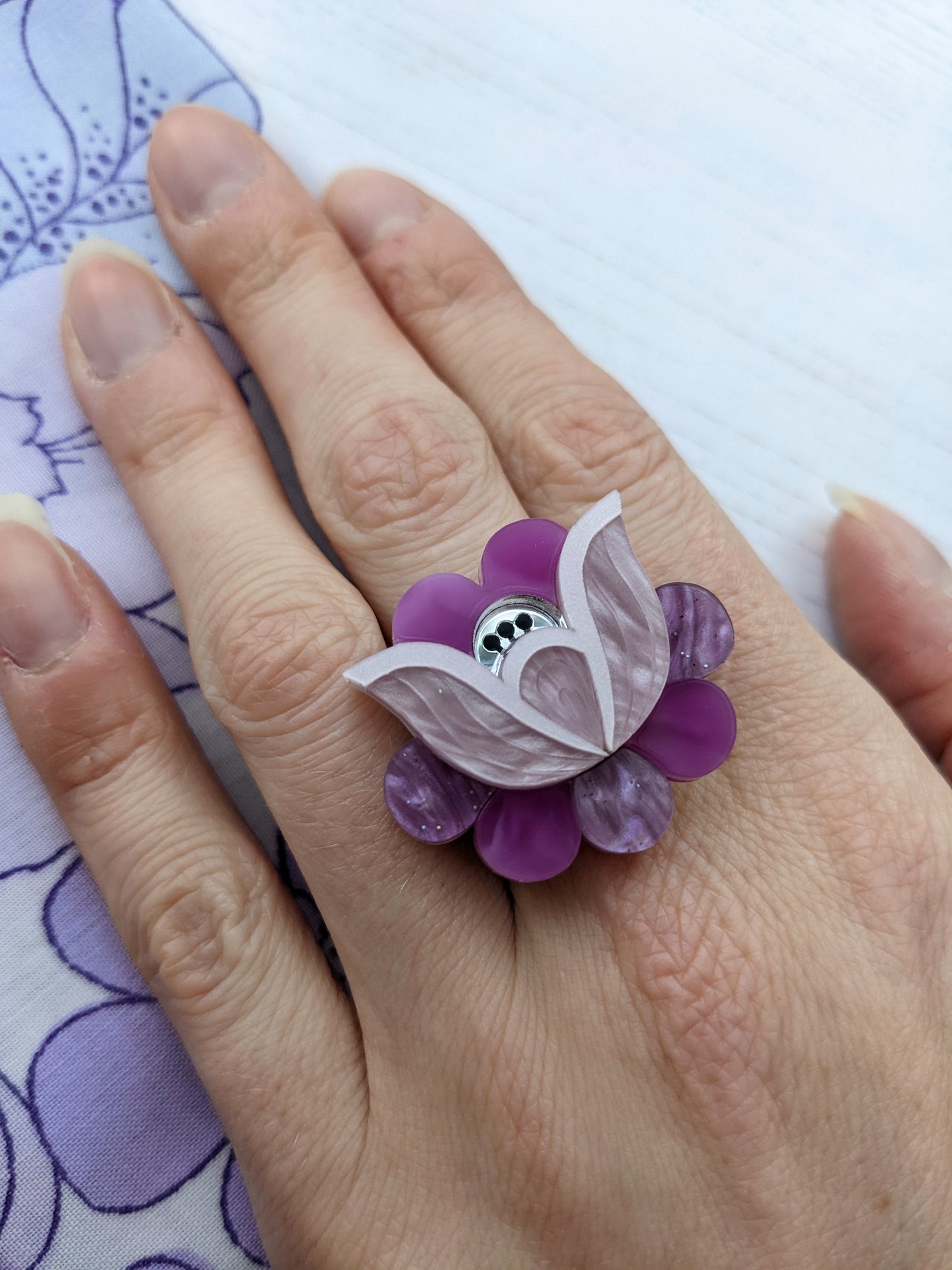 PRE ORDER Folk Floral Ring - Purple