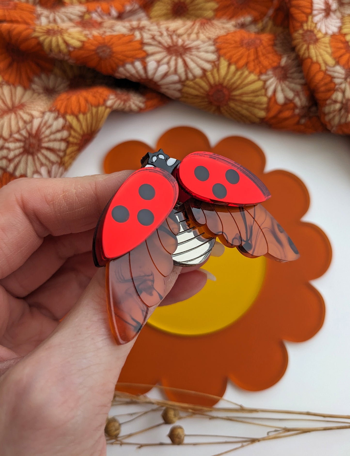 PRE ORDER Ladybird Brooch Red Mirror