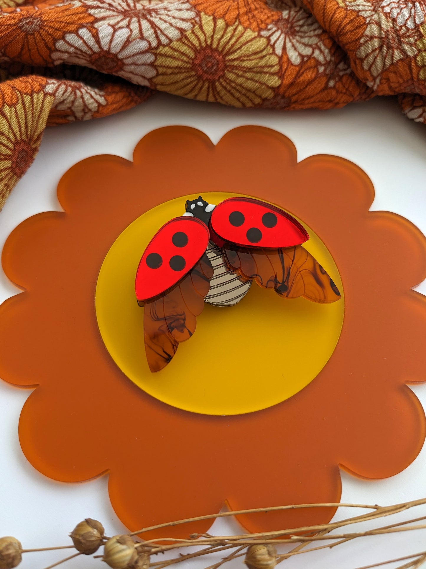 PRE ORDER Ladybird Brooch Red Mirror