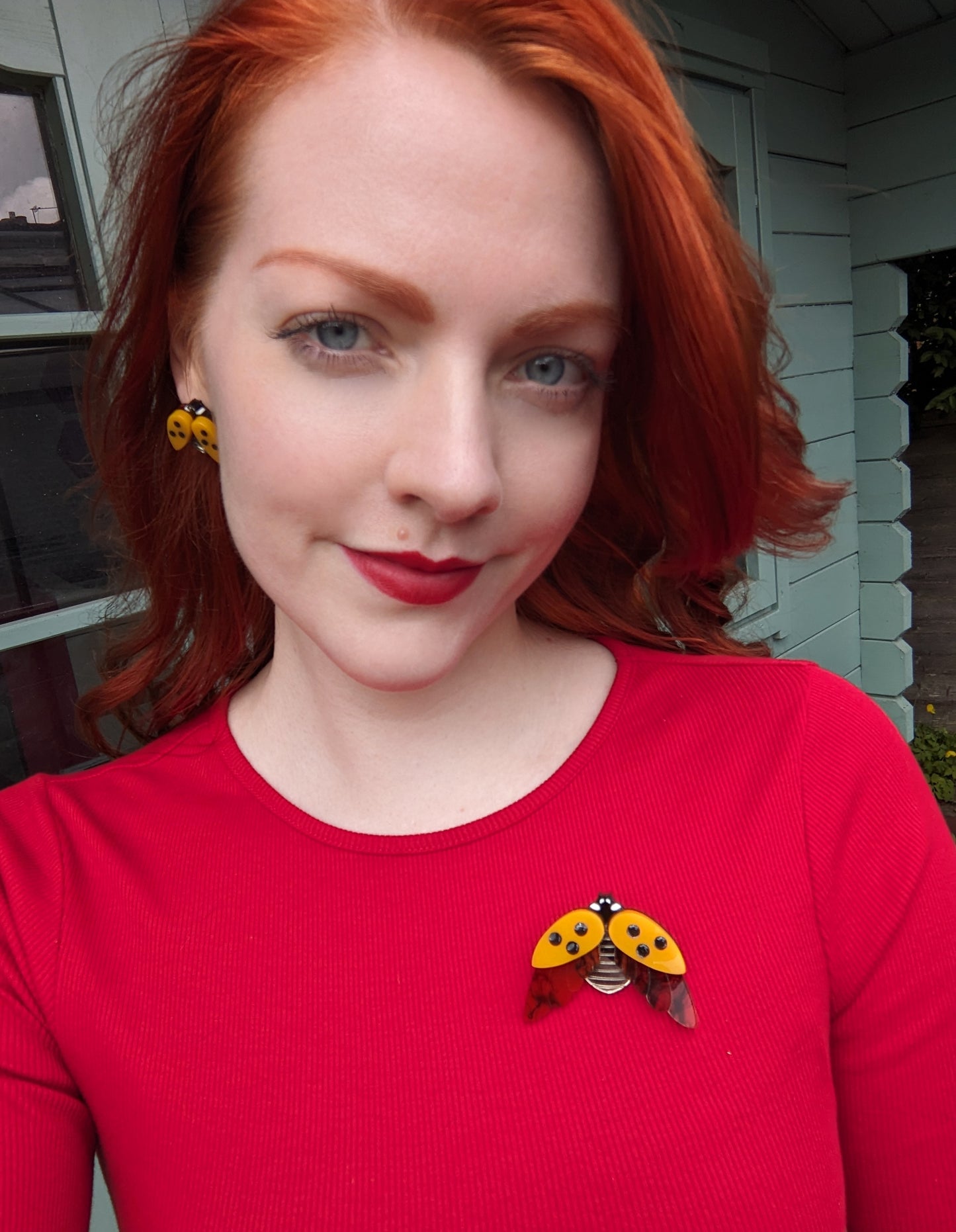 PRE ORDER Ladybird Studs Yellow (plain) Note - you can also ask for the plain red or orange from the statement necklace