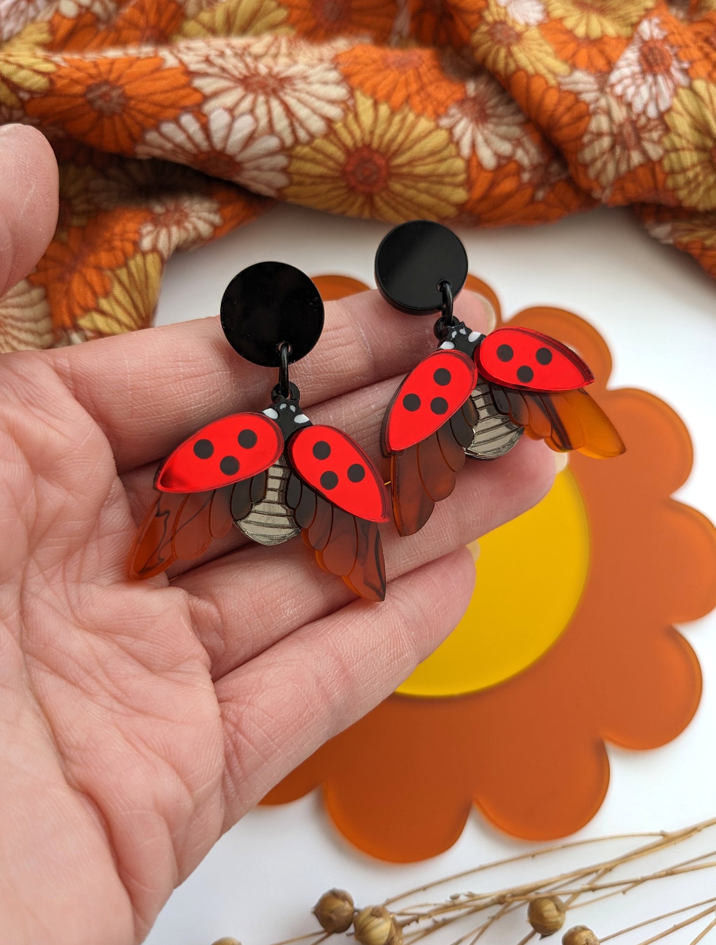 PRE ORDER Ladybird Earrings Red Mirror