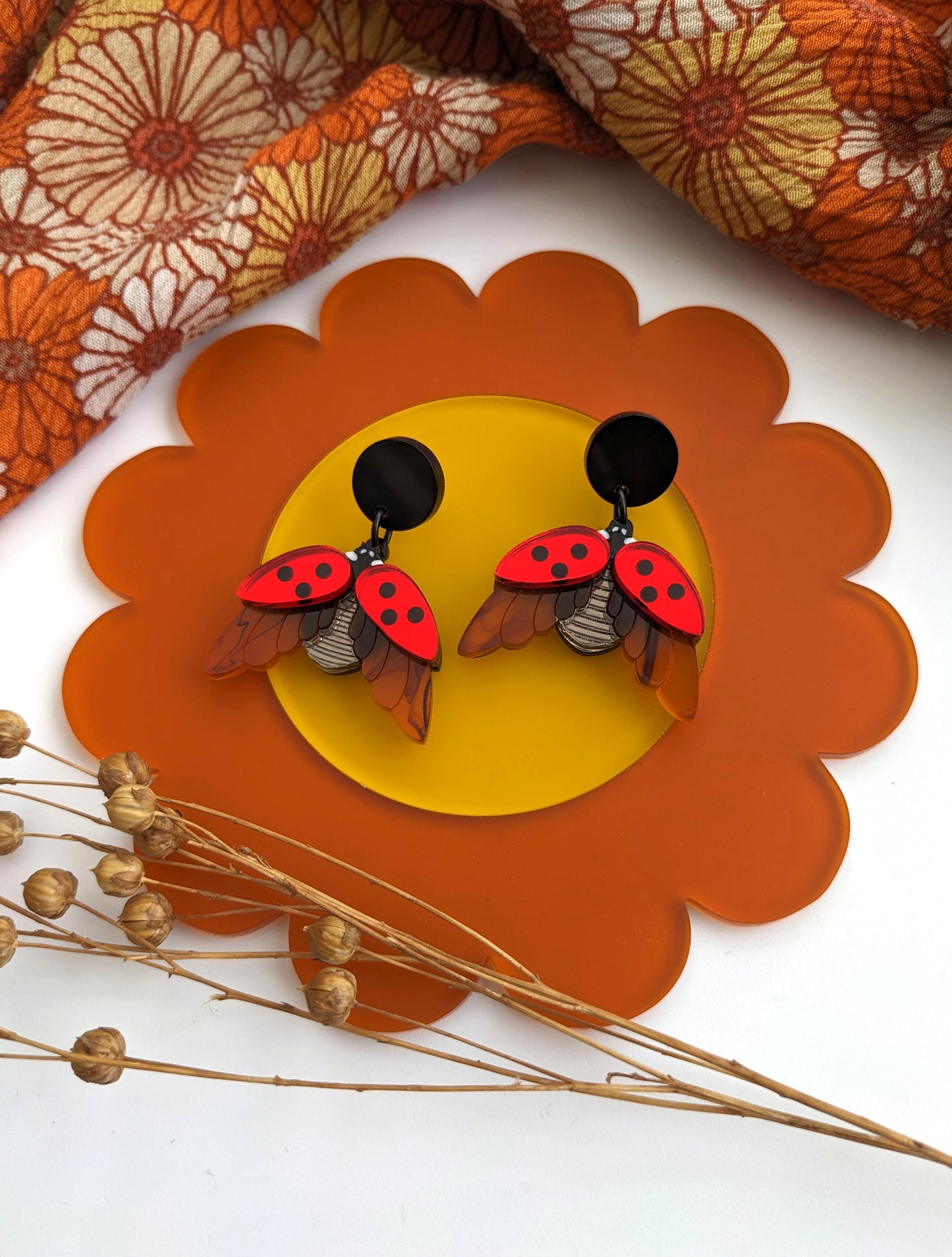 PRE ORDER Ladybird Earrings Red Mirror