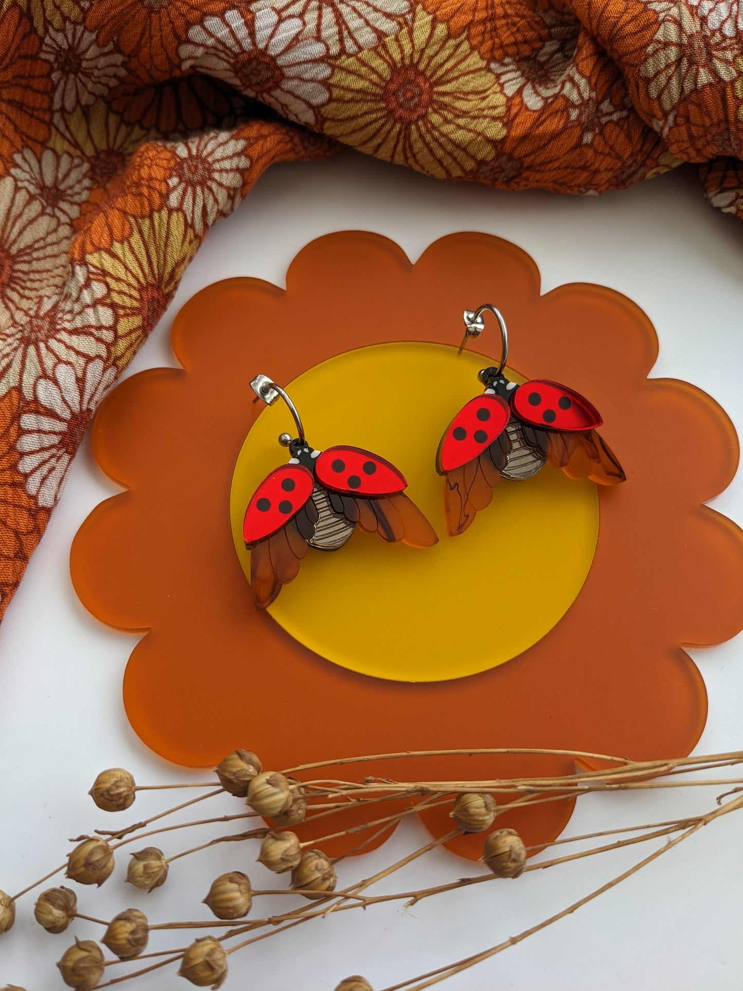 PRE ORDER Ladybird Earrings Red Mirror