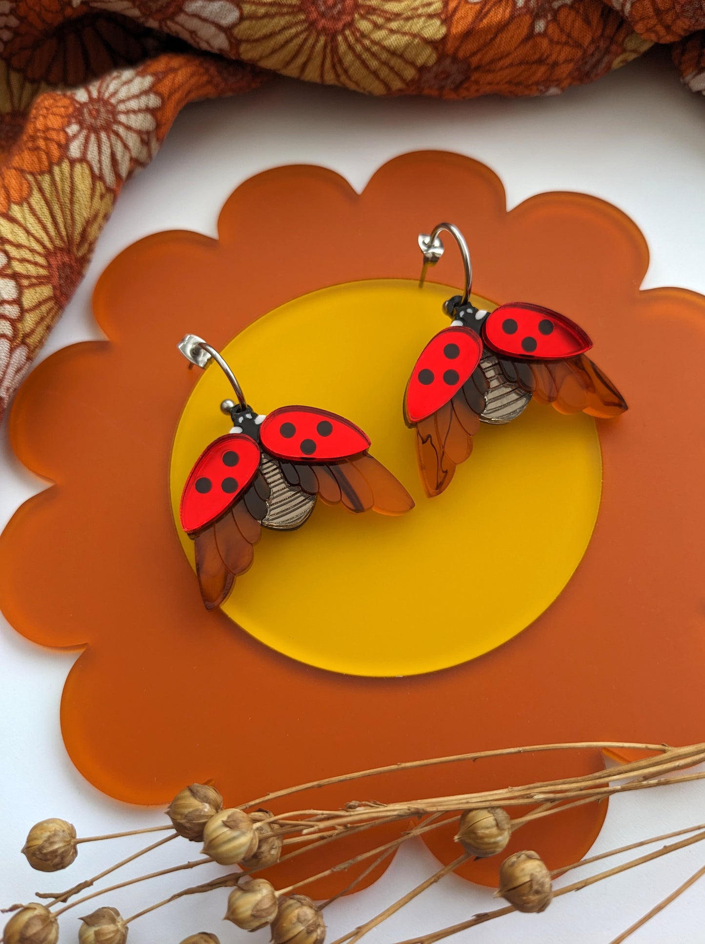 PRE ORDER Ladybird Earrings Red Mirror