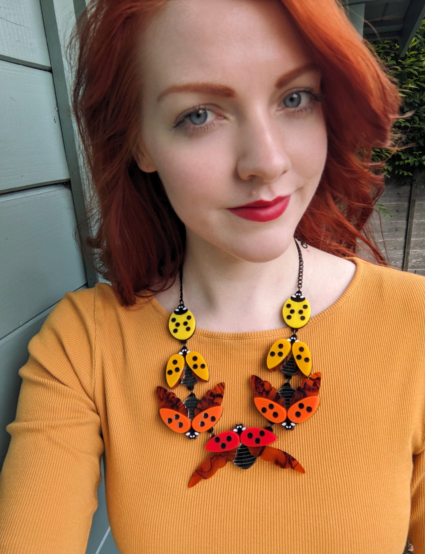 PRE ORDER Statement Ladybird Necklace Plain Multi Coloured