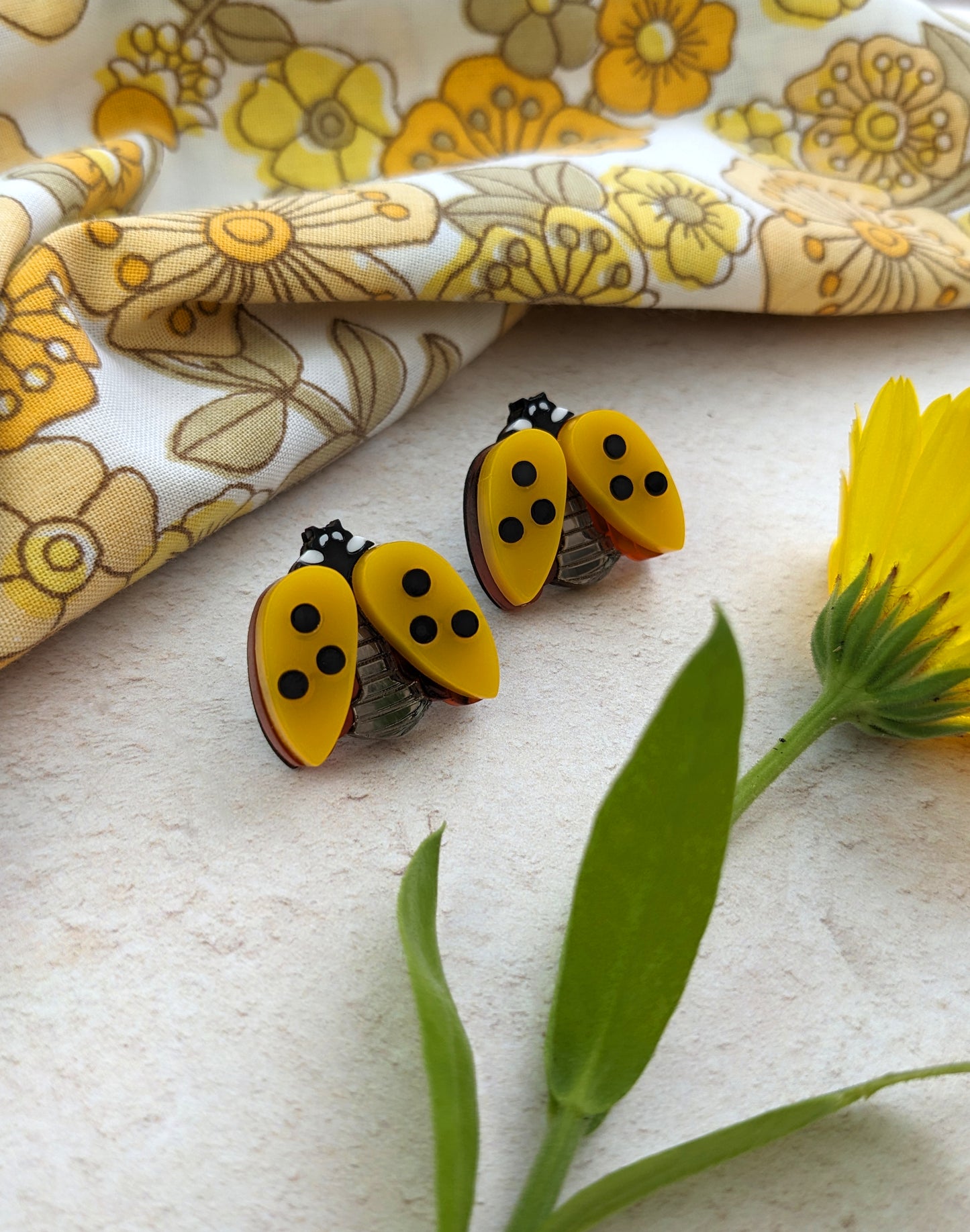 PRE ORDER Ladybird Studs Yellow (plain) Note - you can also ask for the plain red or orange from the statement necklace