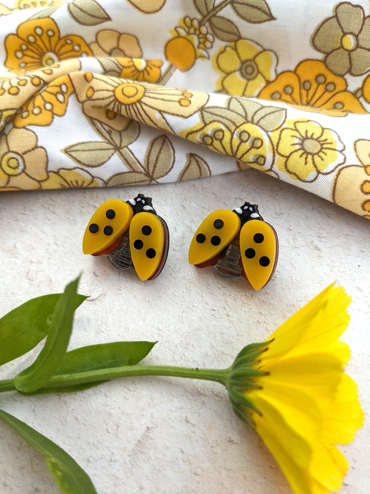 PRE ORDER Ladybird Studs Yellow (plain) Note - you can also ask for the plain red or orange from the statement necklace