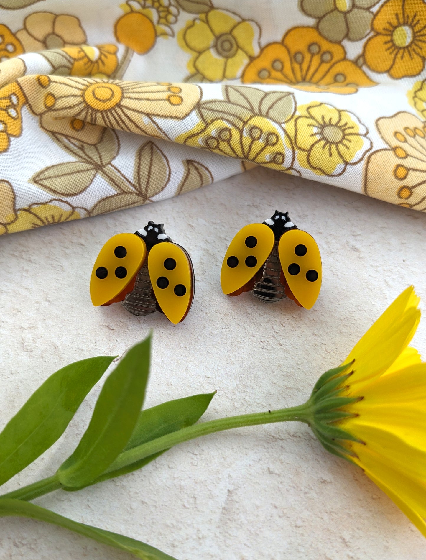 PRE ORDER Ladybird Studs Yellow (plain) Note - you can also ask for the plain red or orange from the statement necklace