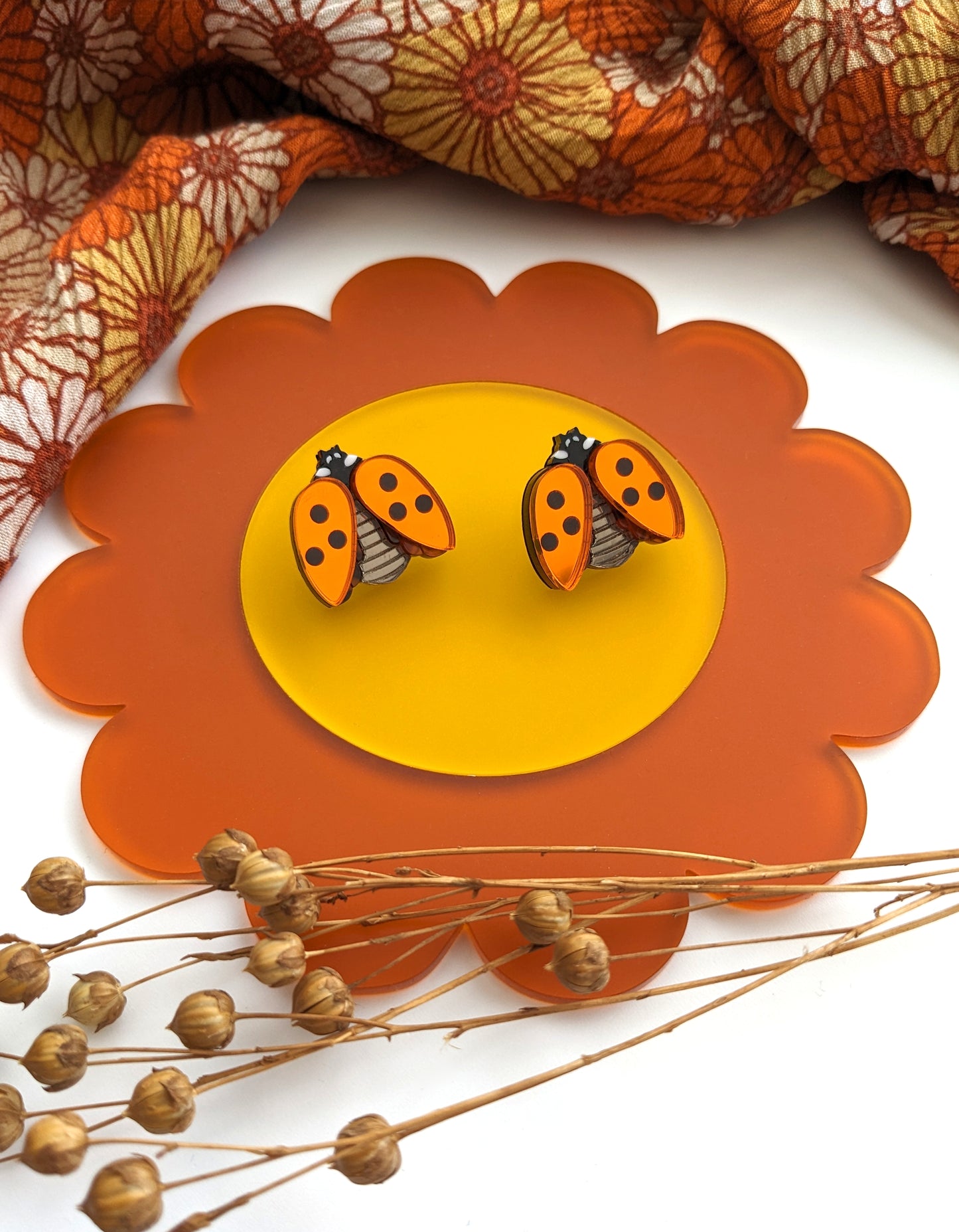 PRE ORDER Ladybird Studs Orange Mirror