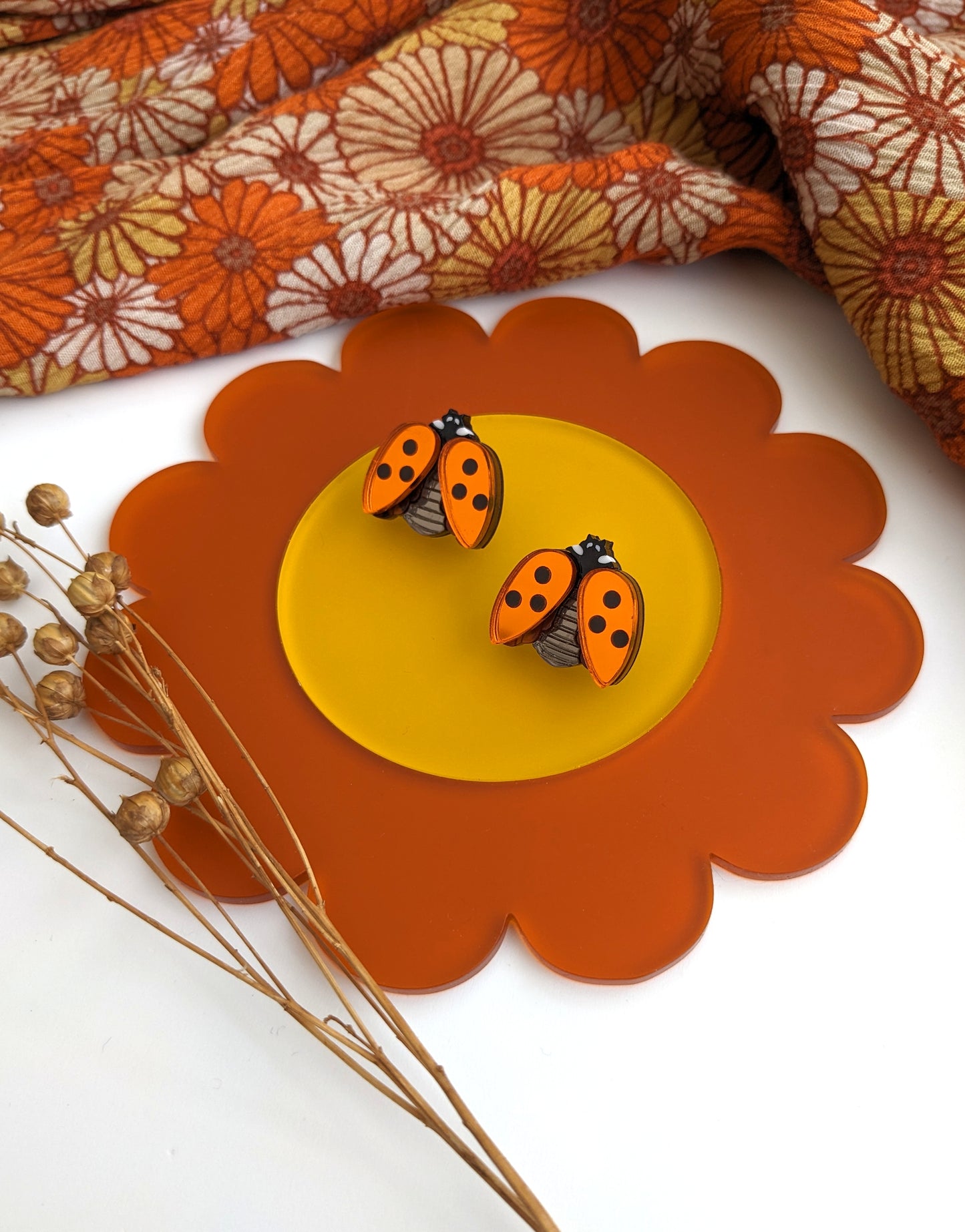 PRE ORDER Ladybird Studs Orange Mirror