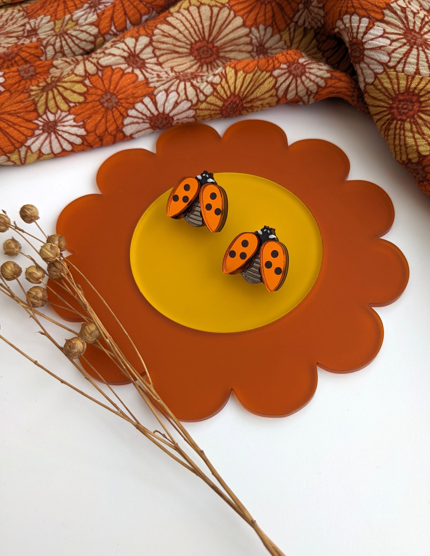 PRE ORDER Ladybird Studs Orange Mirror