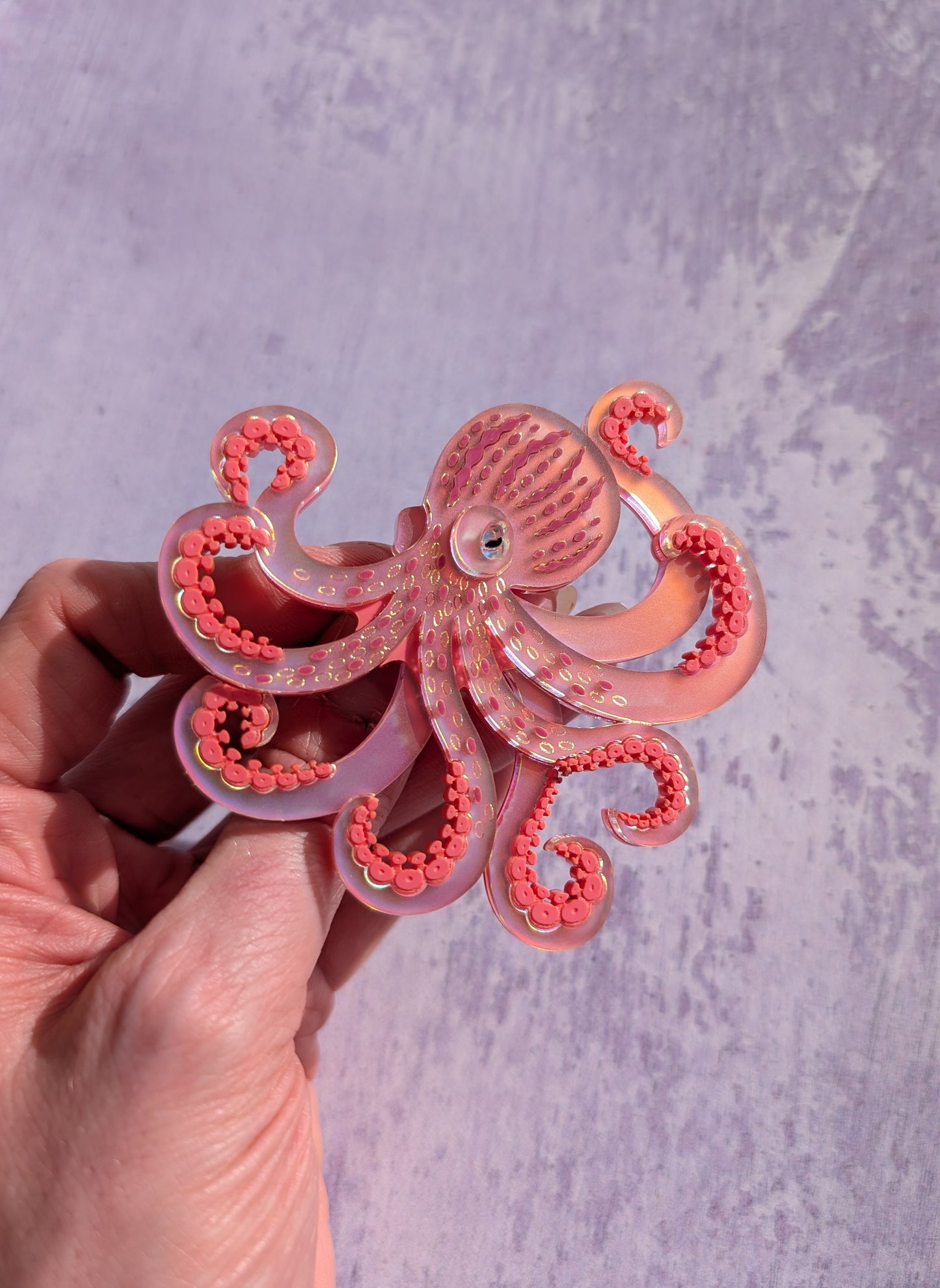 PRE ORDER Octopus Brooch Iridescent CORAL