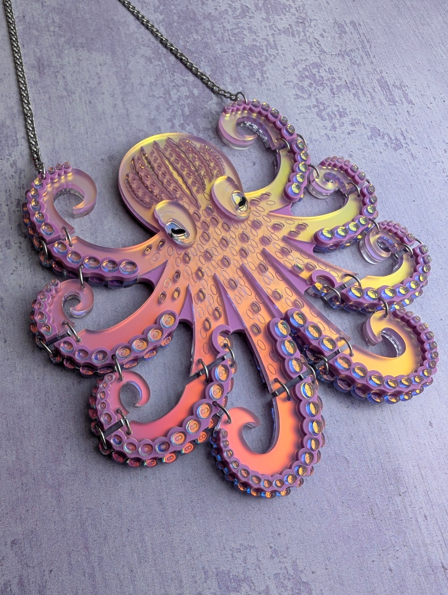 PRE ORDER Statement Octopus Necklace Iridescent LILAC