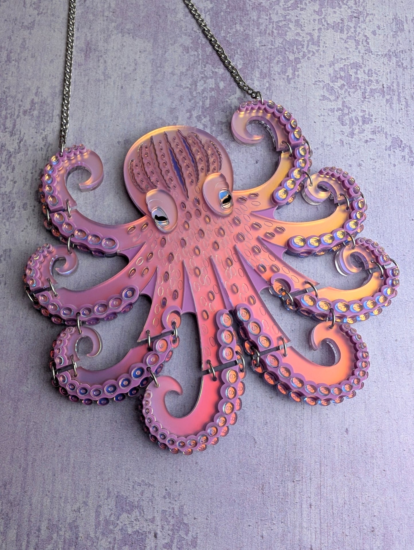 PRE ORDER Statement Octopus Necklace Iridescent LILAC