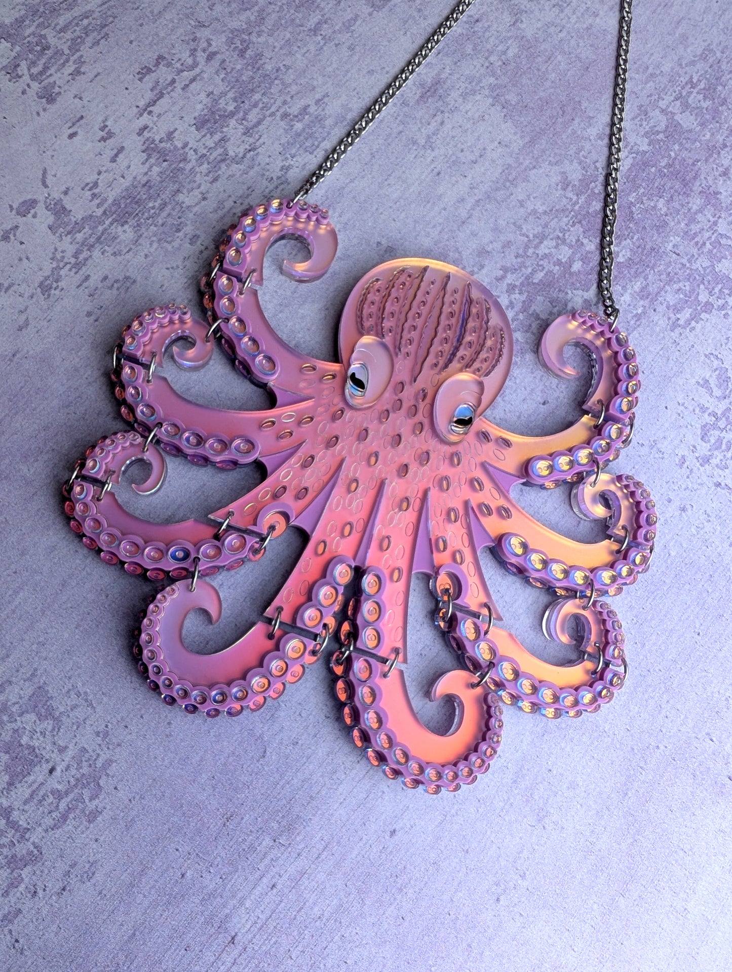 PRE ORDER Statement Octopus Necklace Iridescent LILAC