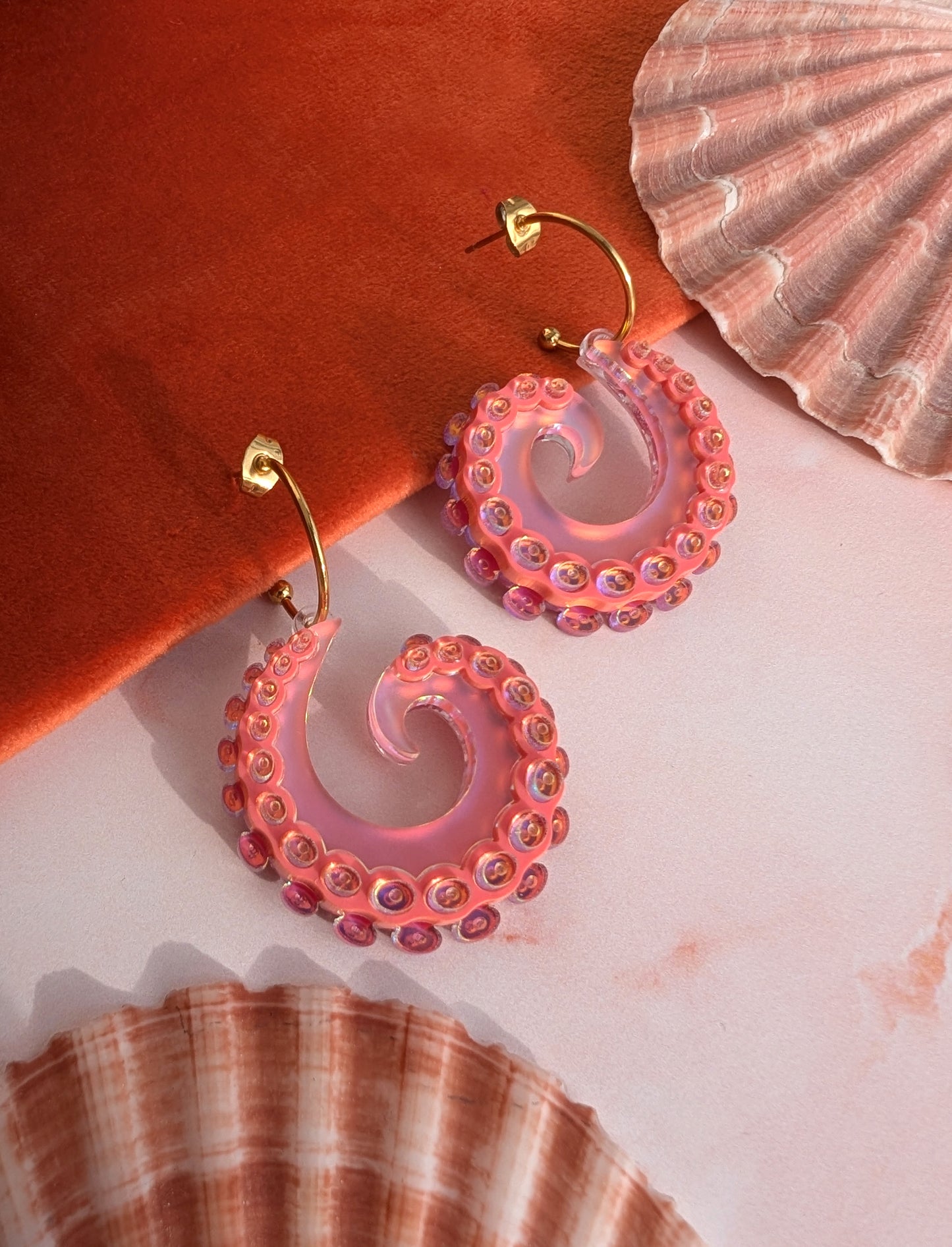 PRE ORDER Tentacurl Hoop Earrings CORAL