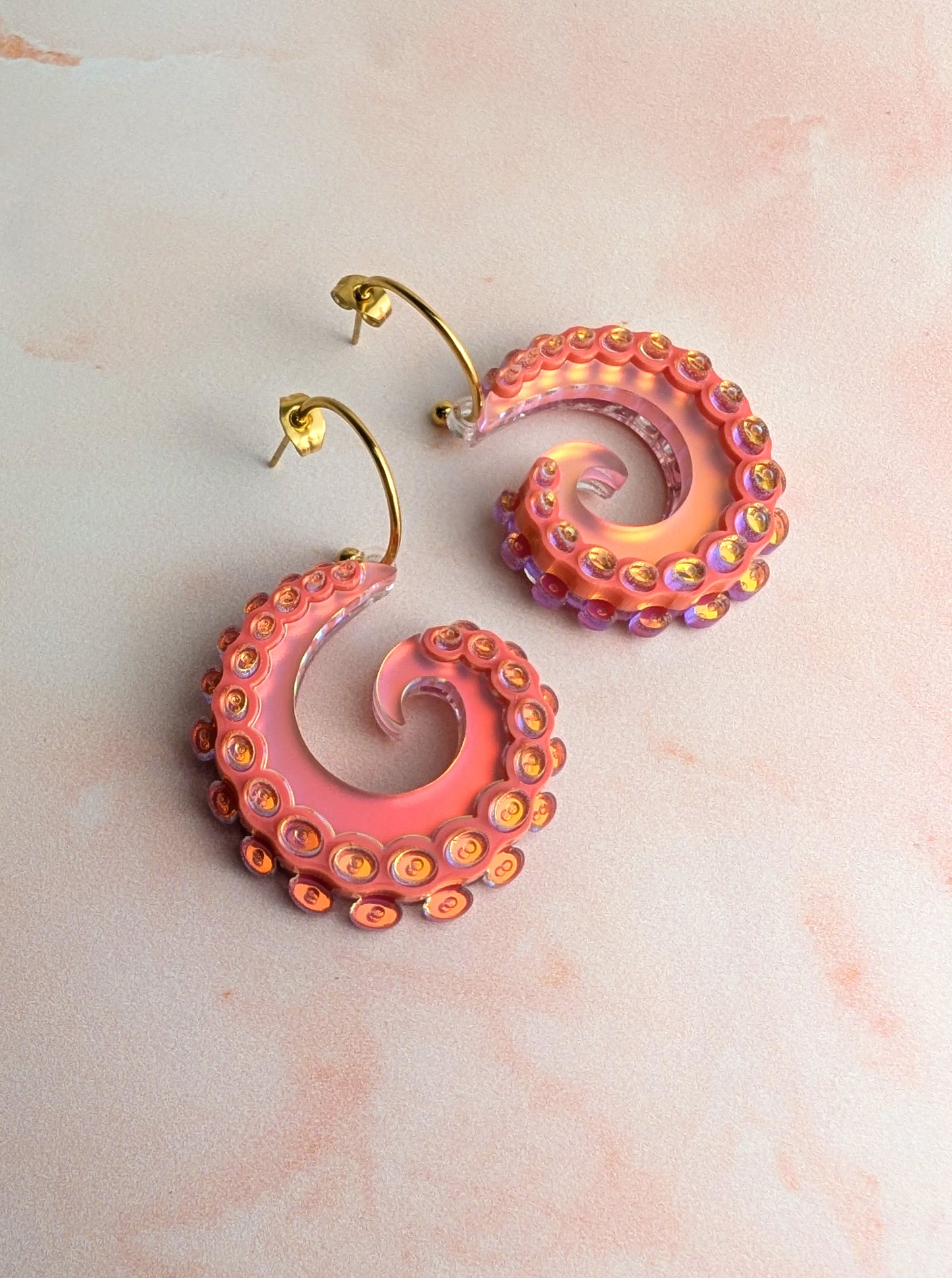 PRE ORDER Tentacurl Hoop Earrings CORAL
