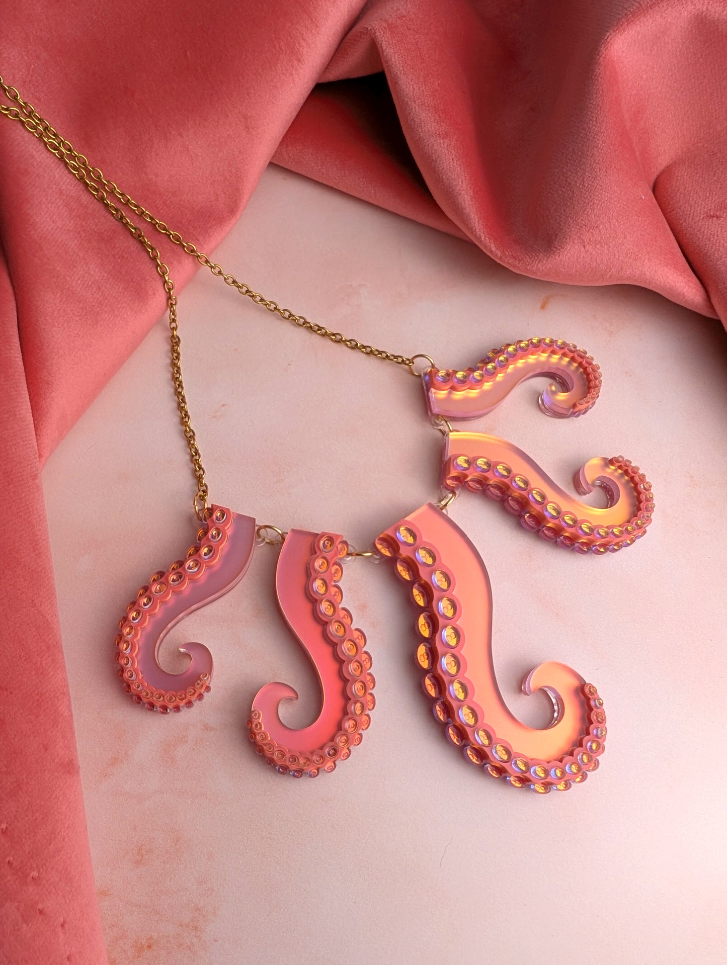 PRE ORDER Tentacle Necklace Iridescent CORAL