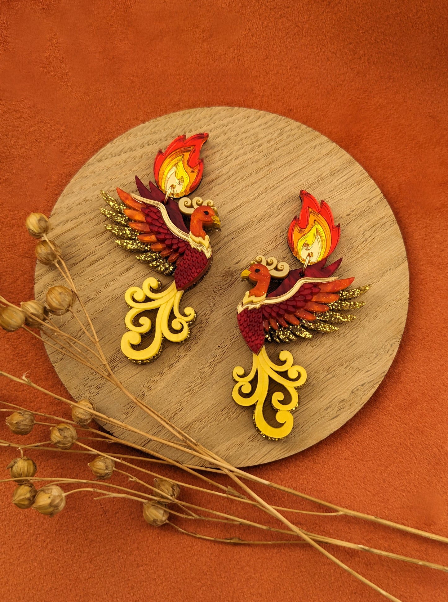 PRE ORDER Phoenix Earrings (choose flame studs or hoops)