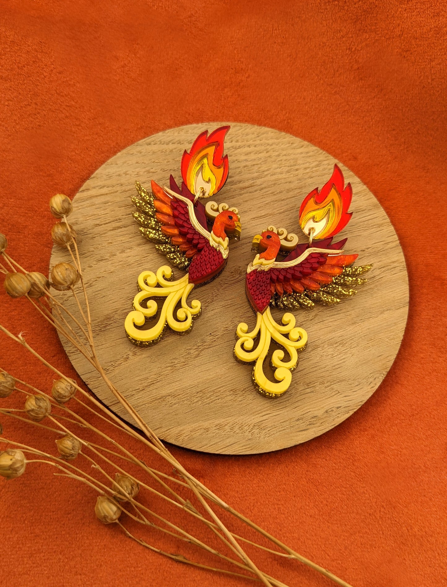 PRE ORDER Phoenix Earrings (choose flame studs or hoops)