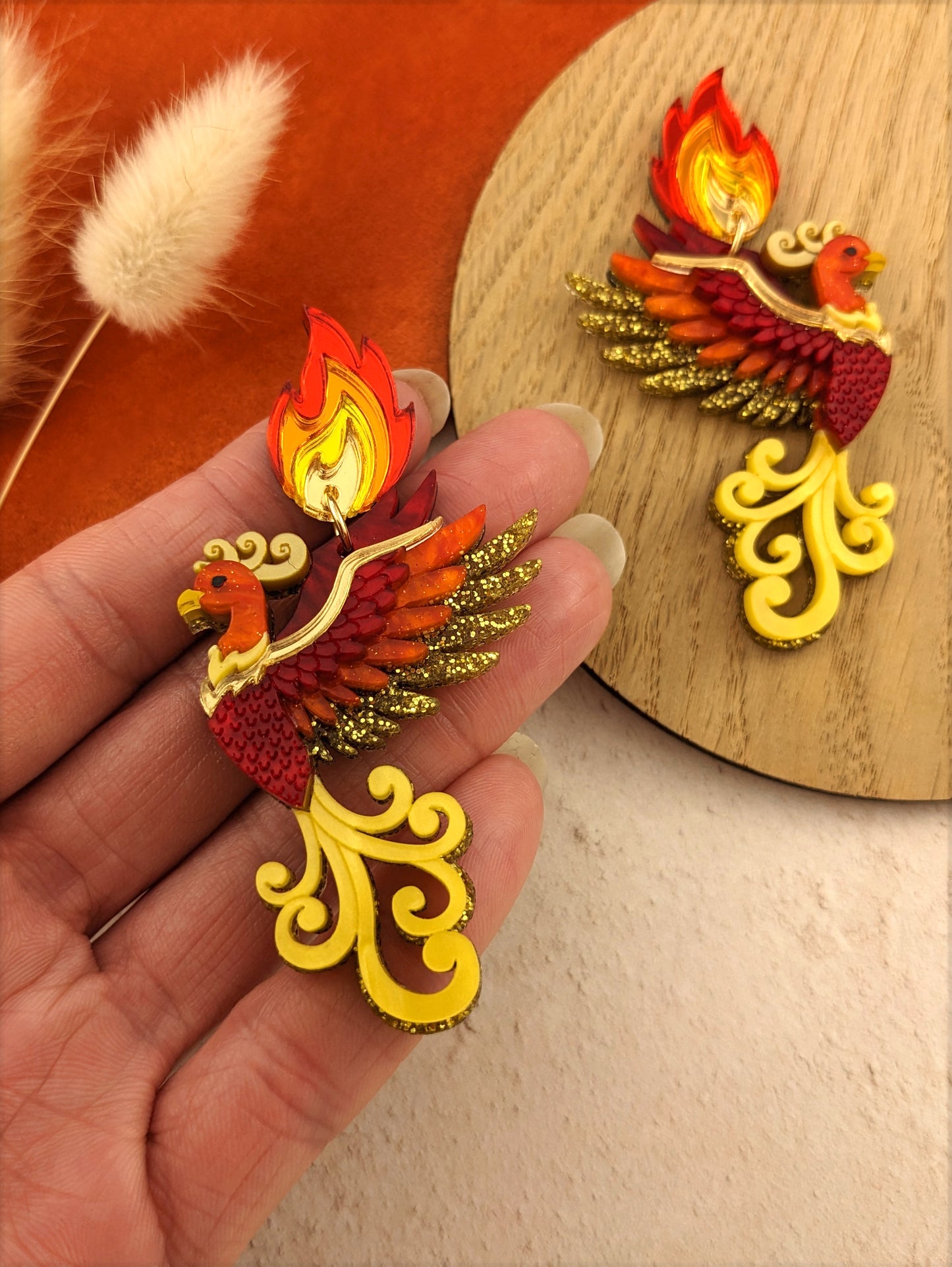 PRE ORDER Phoenix Earrings (choose flame studs or hoops)