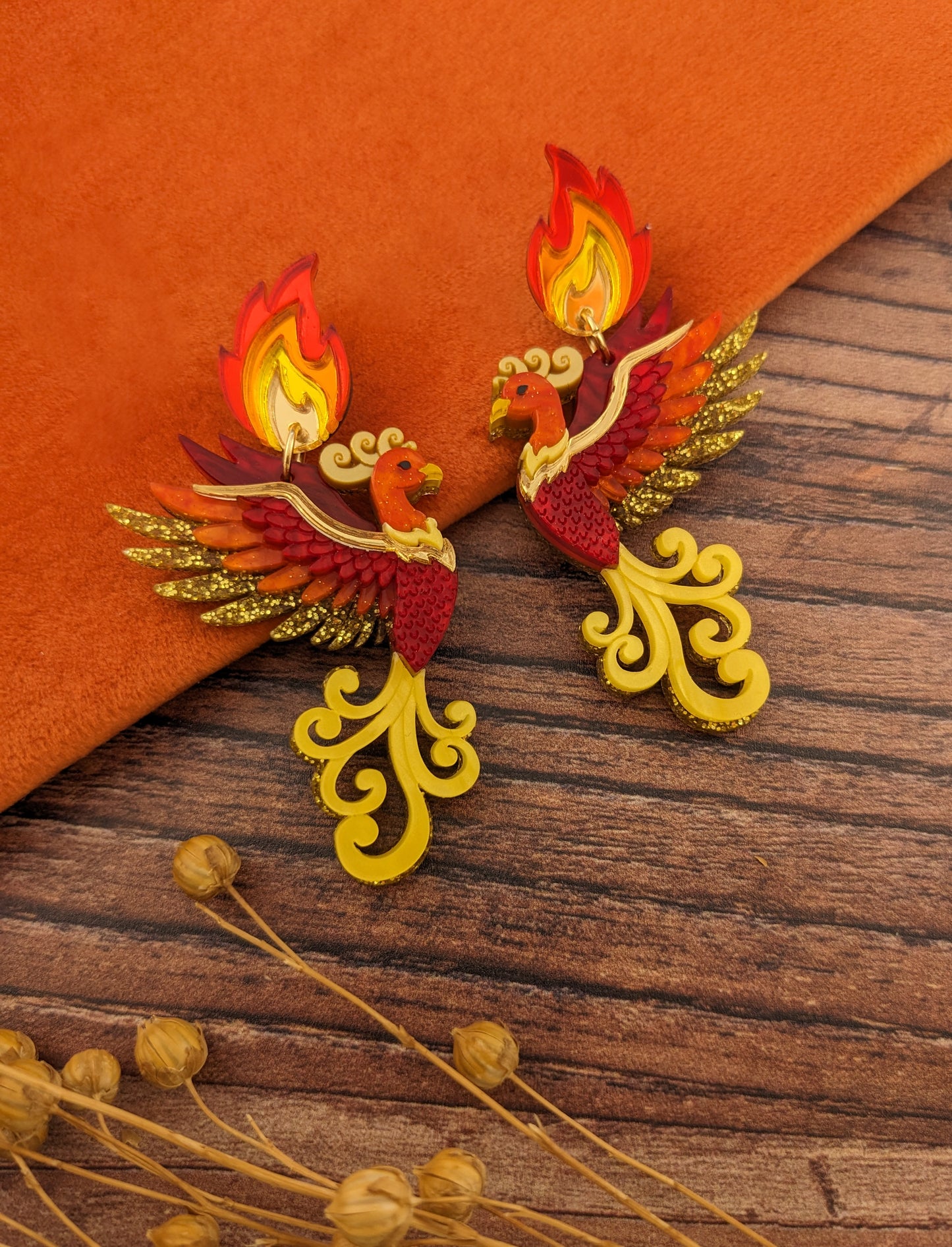 PRE ORDER Phoenix Earrings (choose flame studs or hoops)