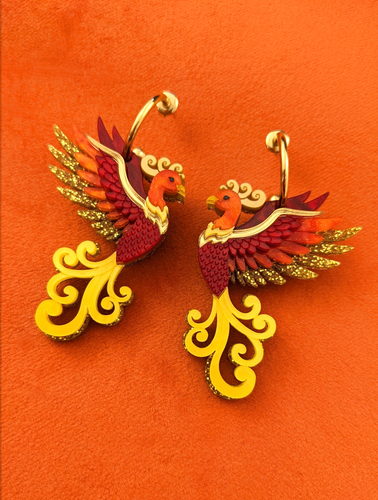 PRE ORDER Phoenix Earrings (choose flame studs or hoops)